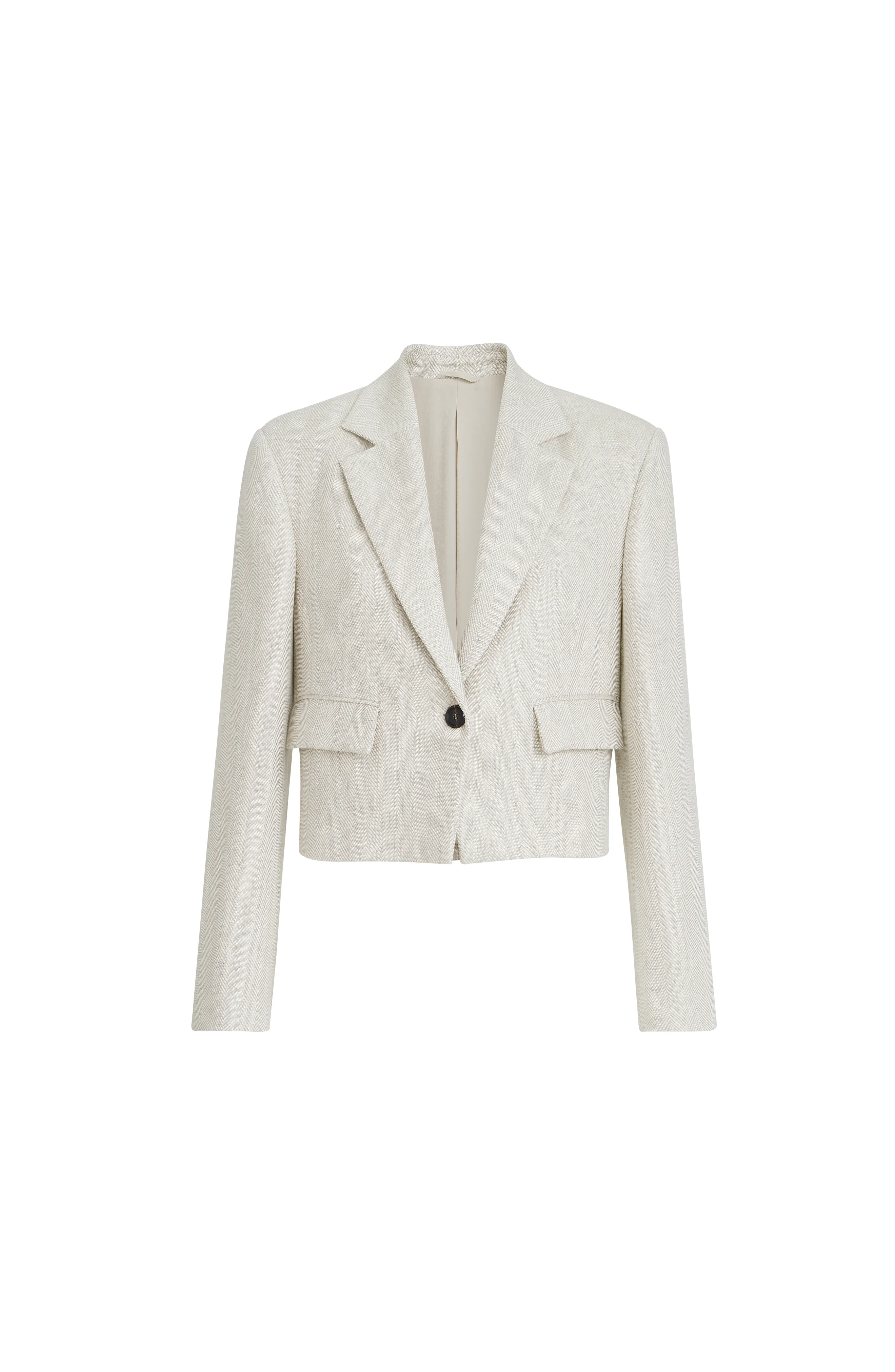Brunello Cucinelli Chevron cropped blazer in Beige at Nordstrom - 1