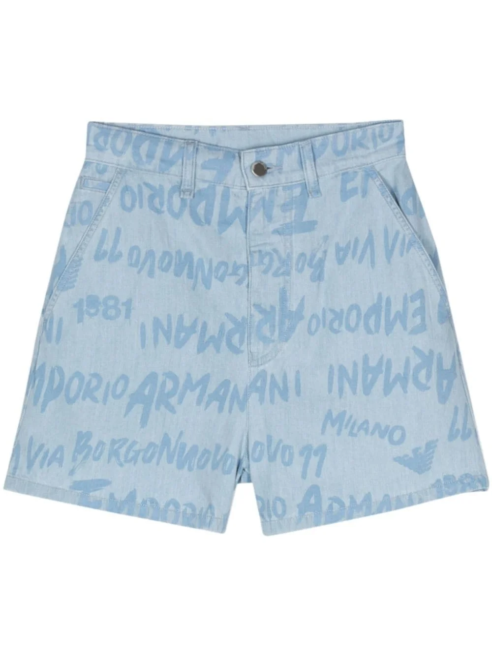 logo-print chambray shorts - 1