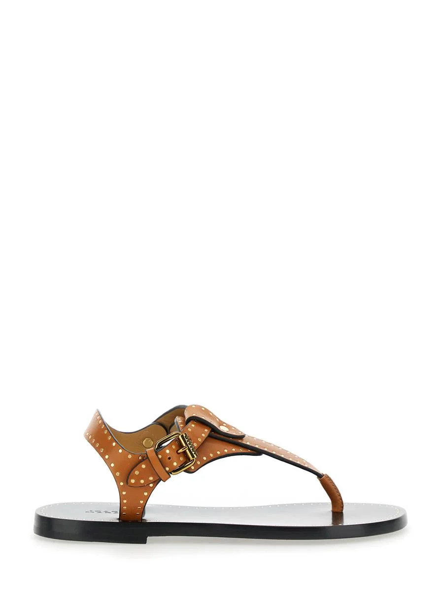 Isabel Marant 'Jooni' Brown Sandals With Buckle Closure And Metal Studs In Leather Woman - 1