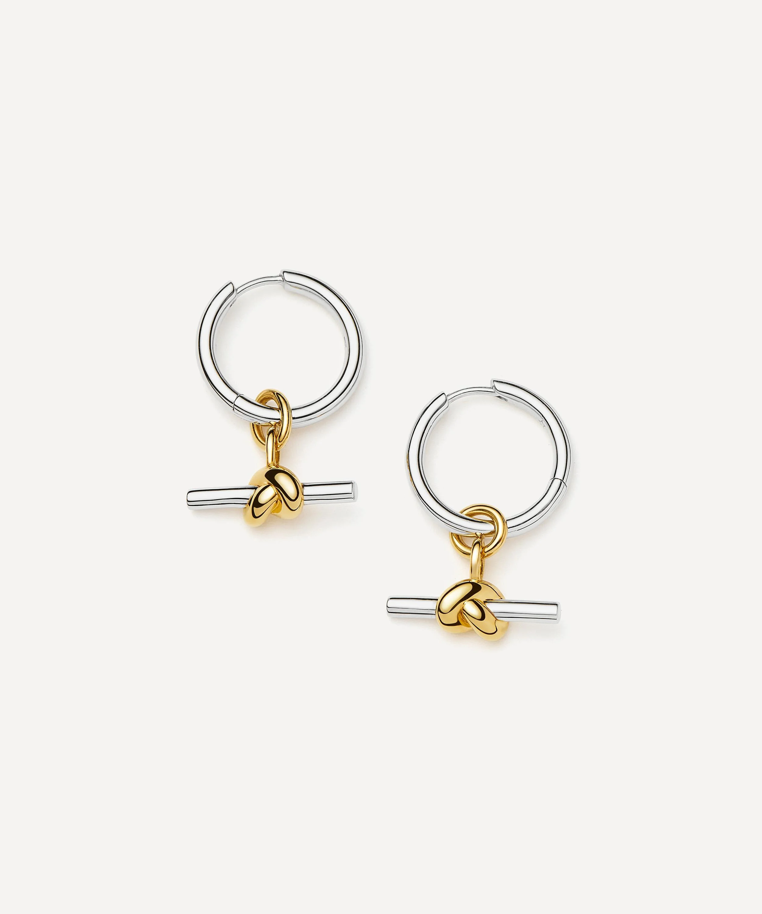X Lucy Williams Mixed Metal Knot T-Bar Charm Hoop Earrings - 1