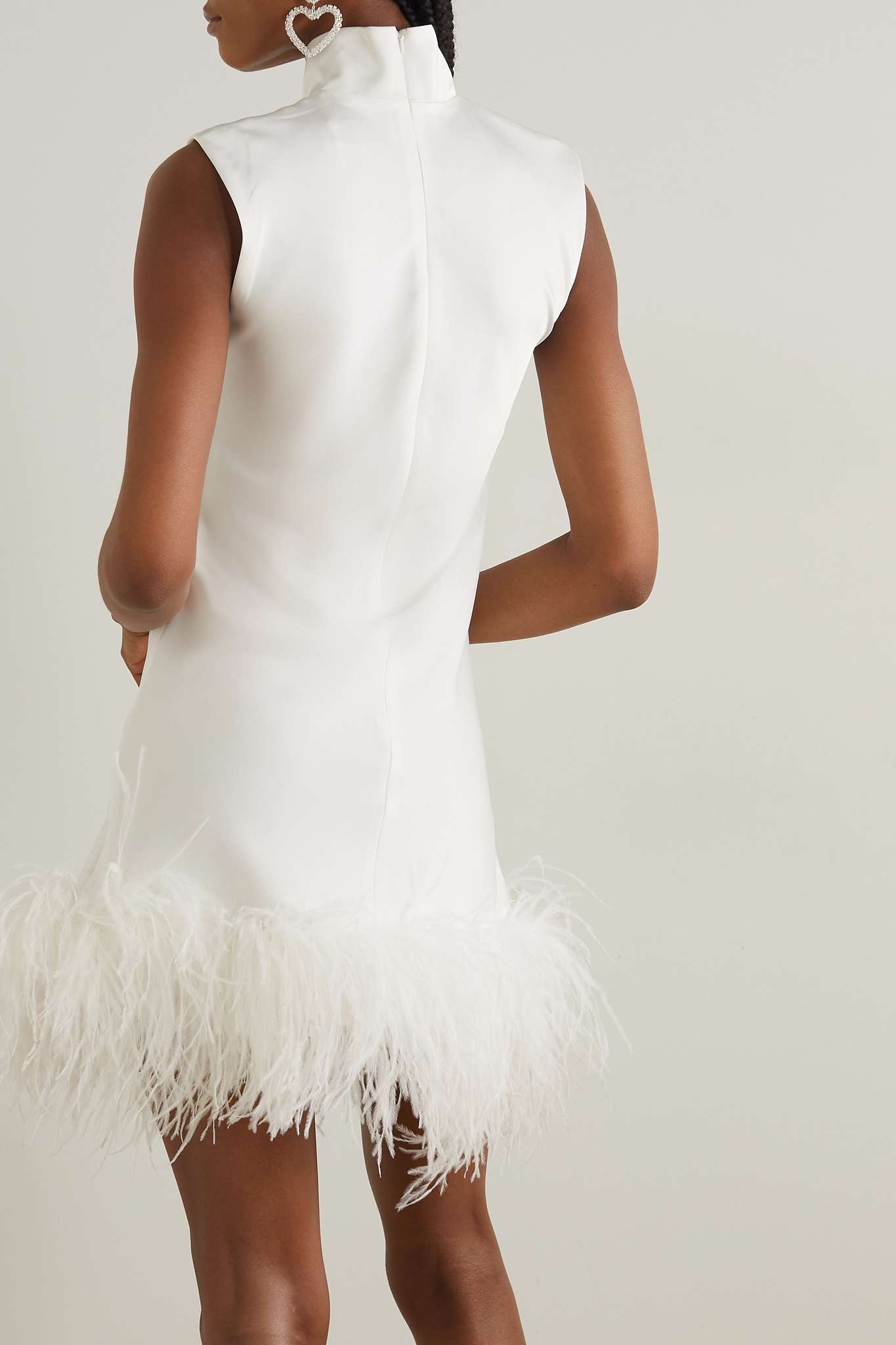 Umiko feather-trimmed satin mini dress - 3