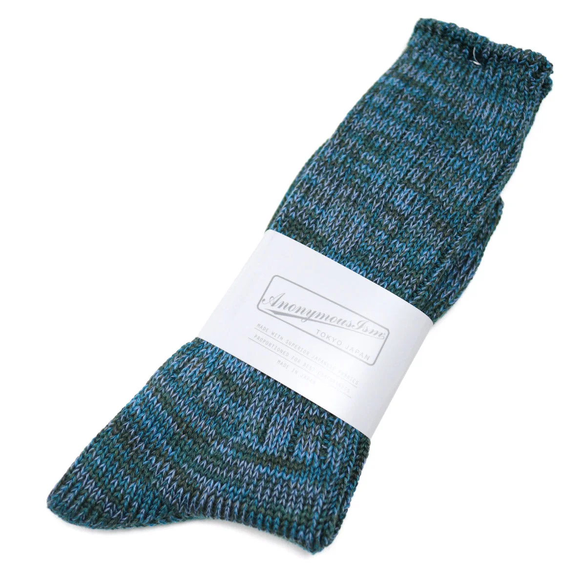 5 Color Mix Crew Sock Green - 1