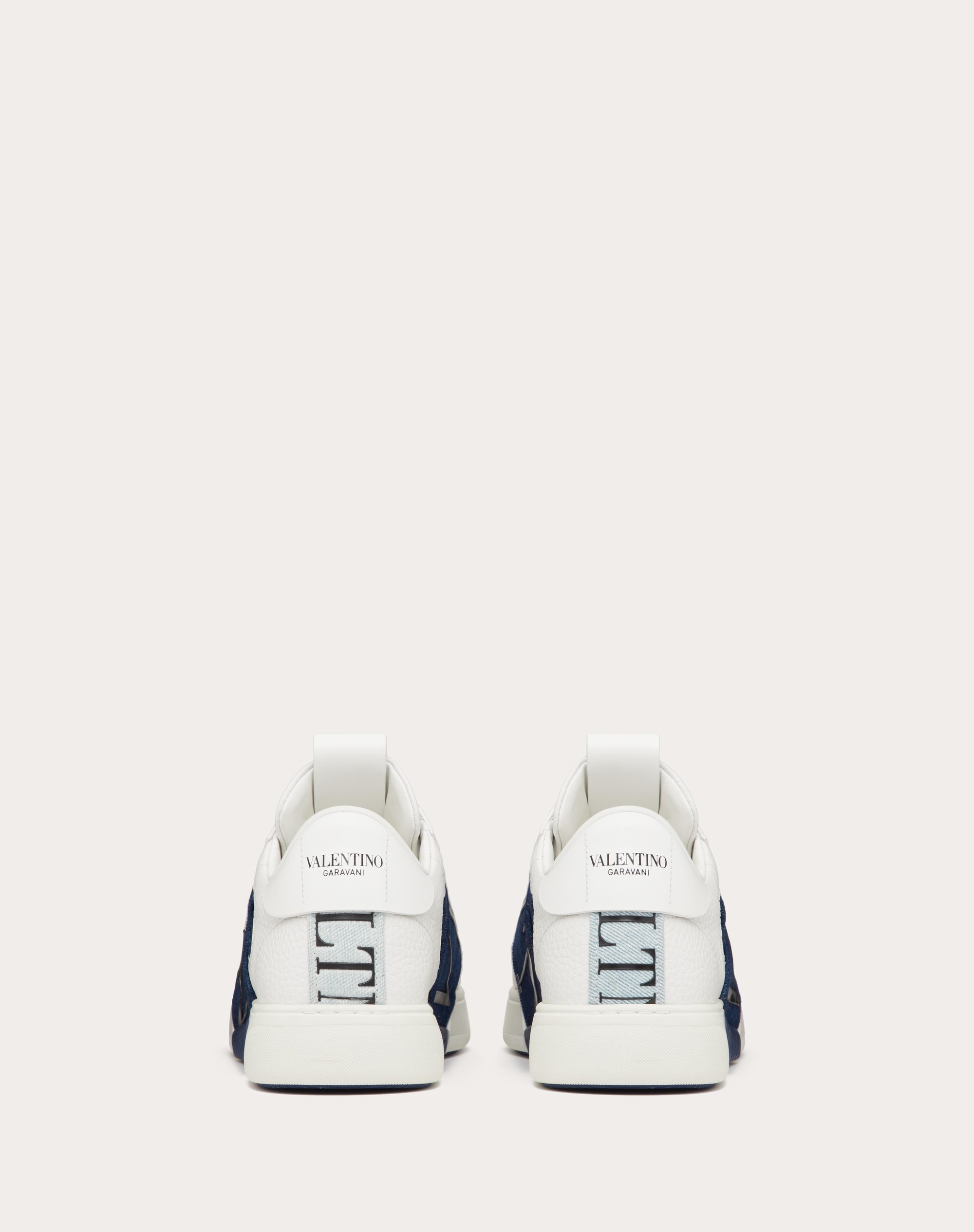 LOW-TOP VL7N SNEAKERS IN CALFSKIN AND DENIM - 3