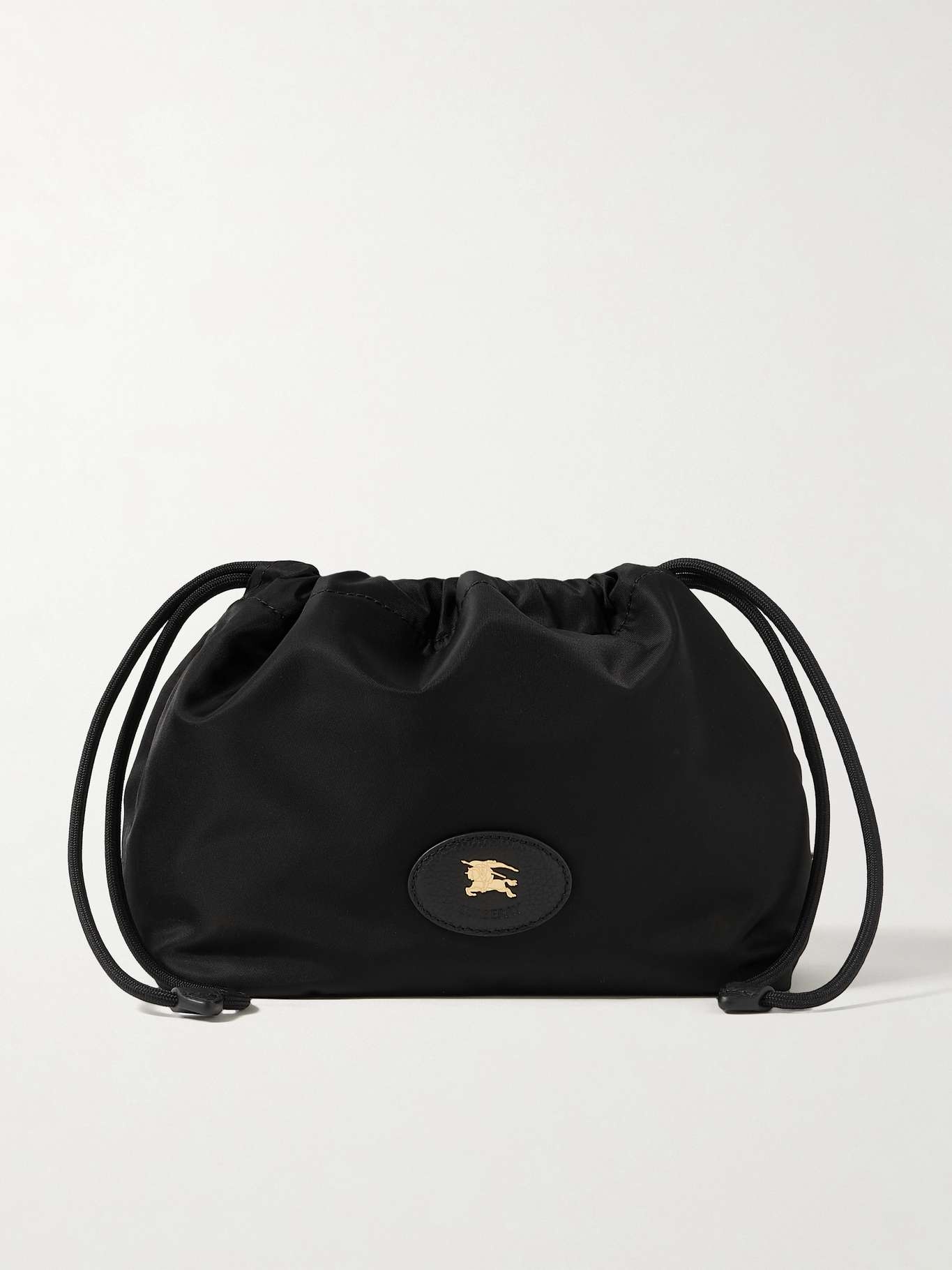 Reversible leather-trimmed shell pouch Black - 1