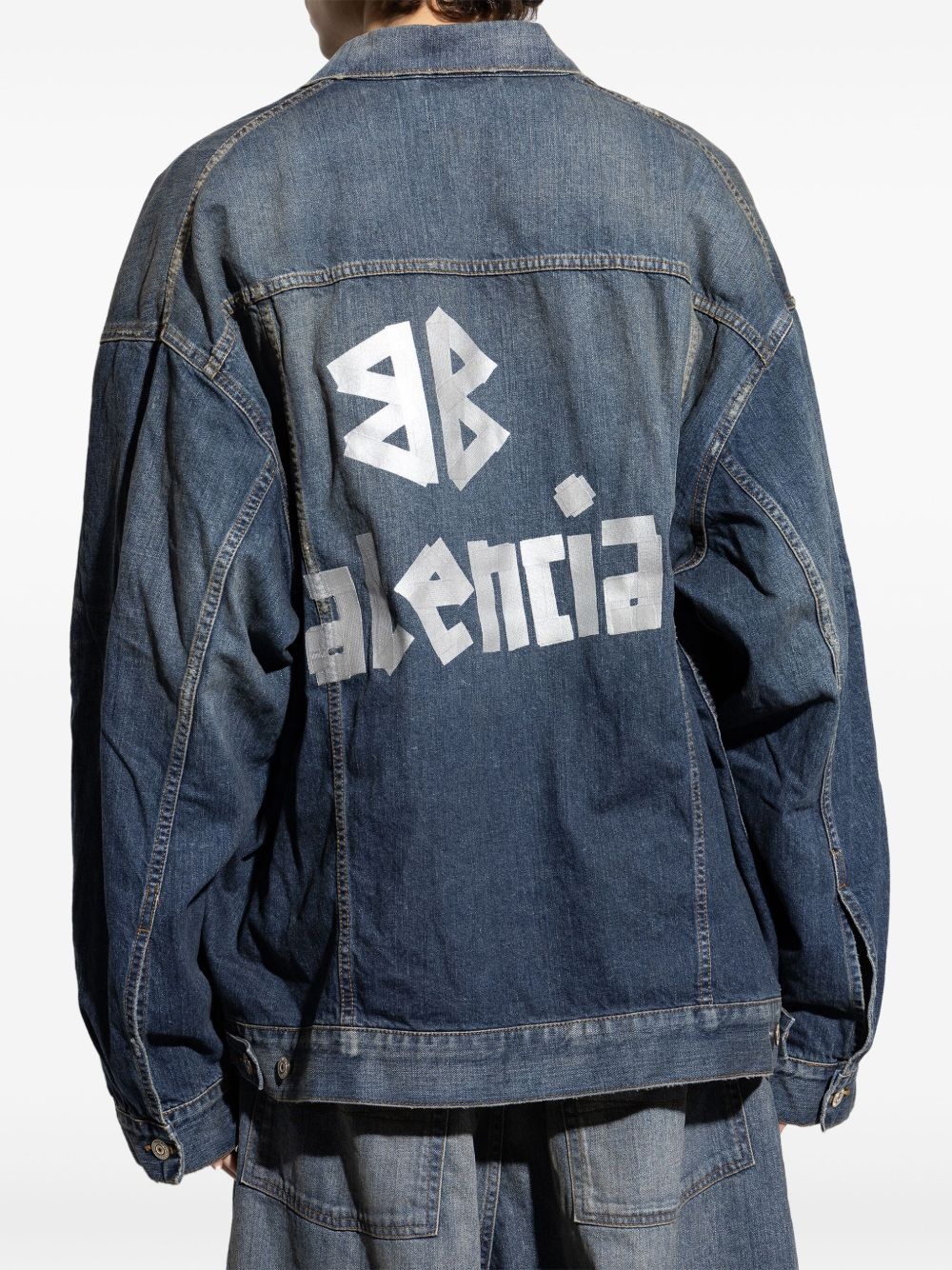 Tape Type-print denim jacket - 4