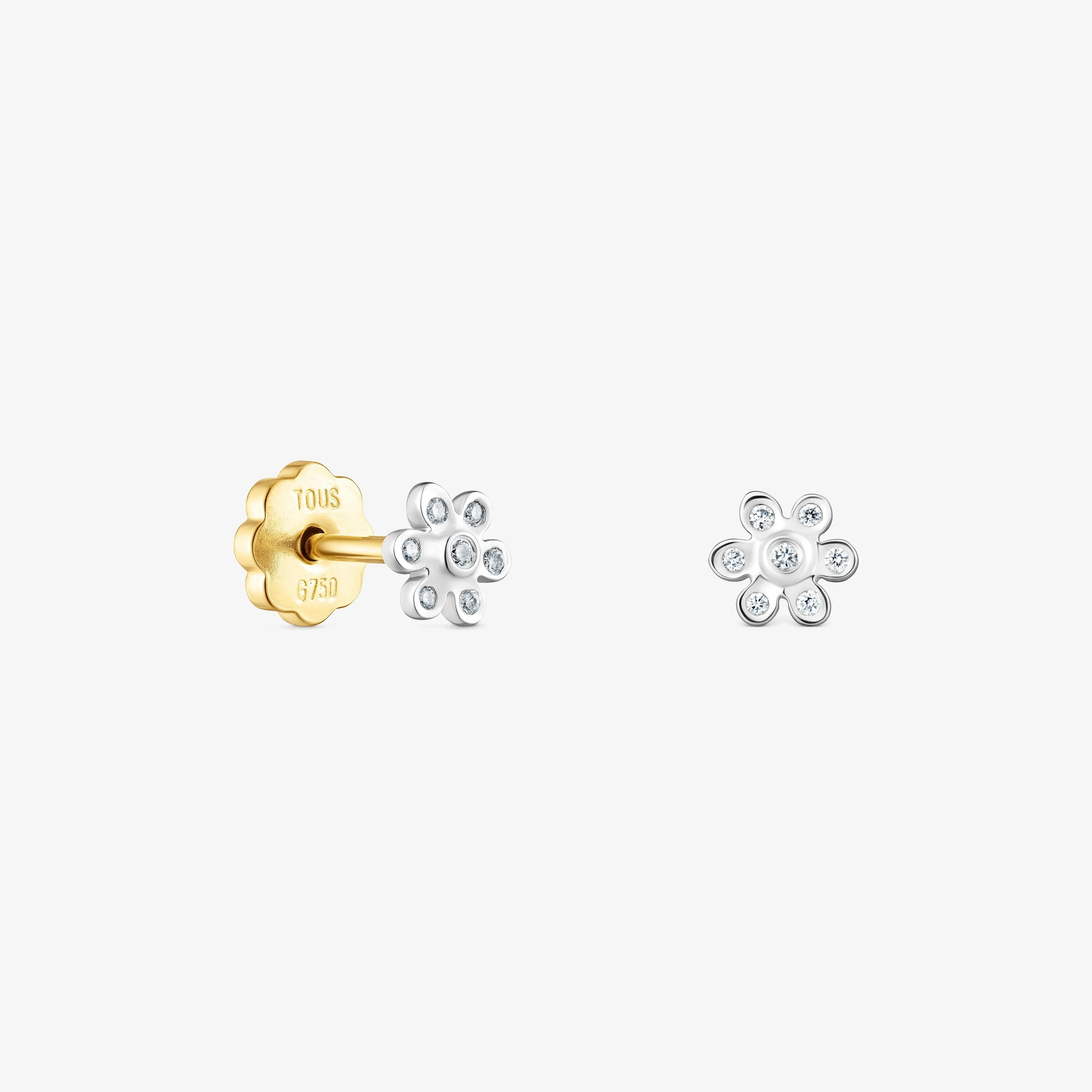 18K white gold TOUS Puppies earrings with diamonds flower motif - 1