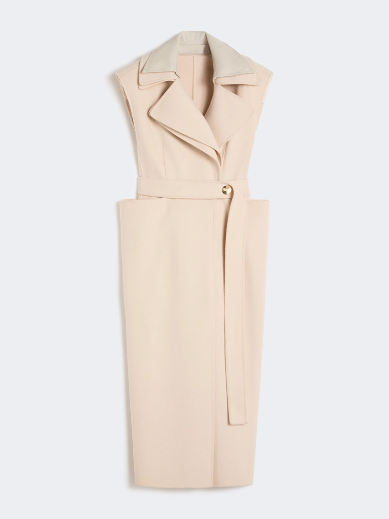BOSSO Sleeveless pure double wool coat - POWDER 1