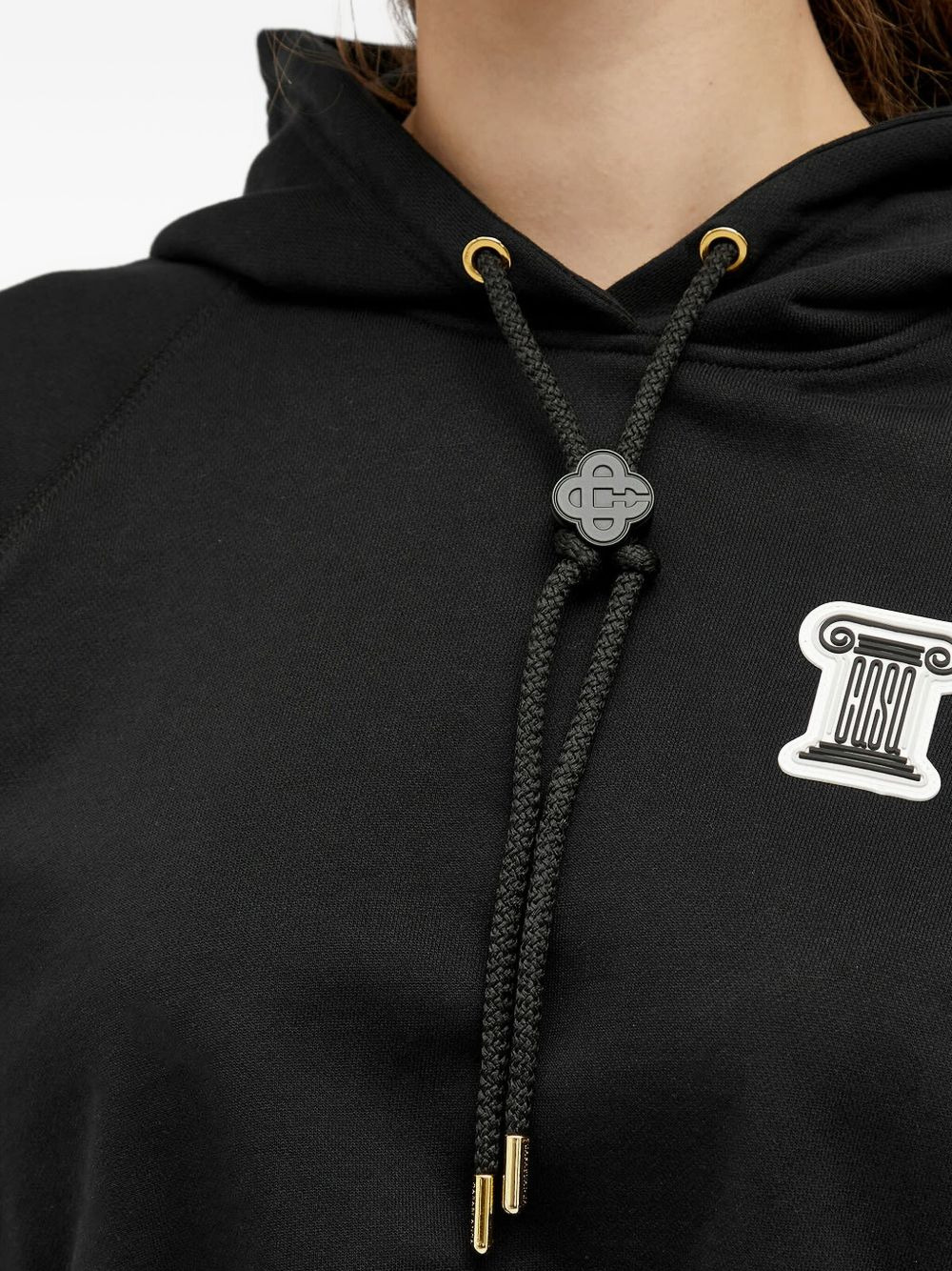 column-applique cotton hoodie - 5