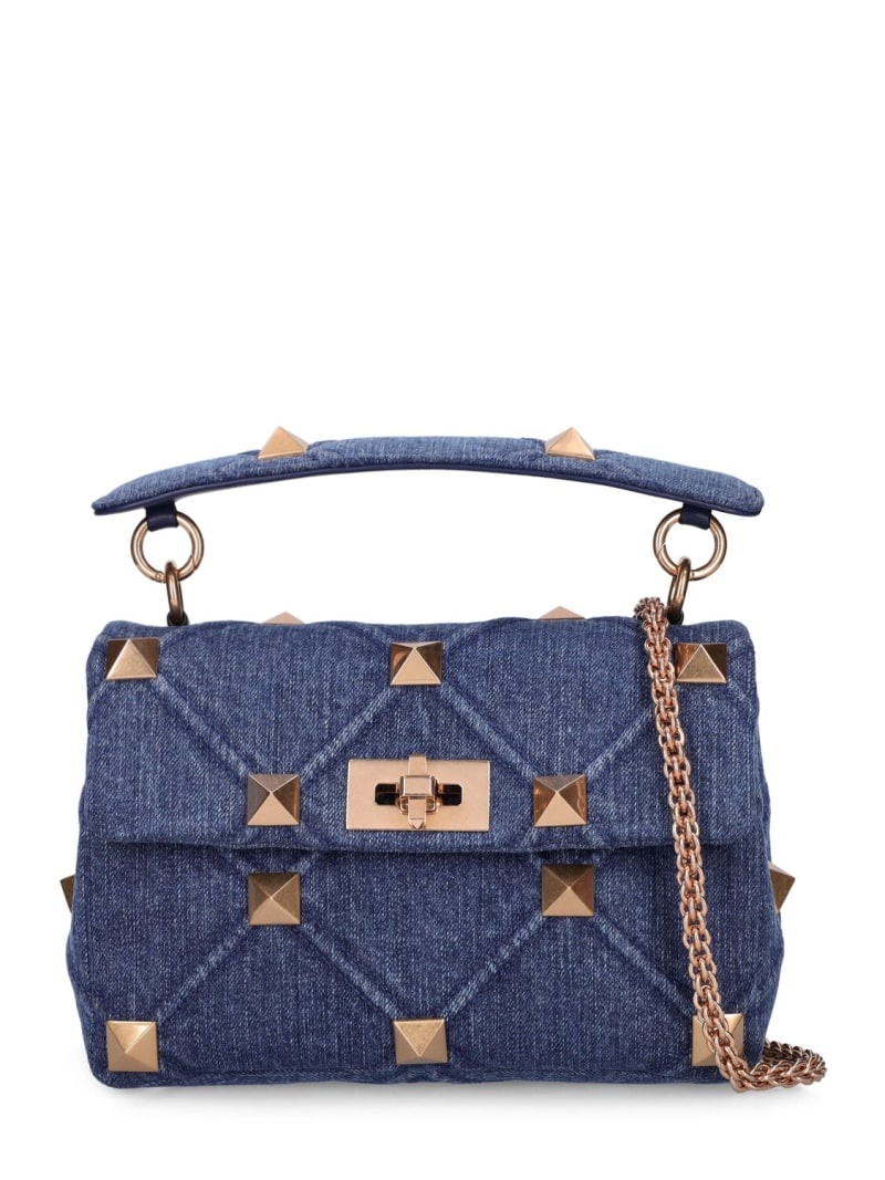 Roman Stud denim shoulder bag - 1