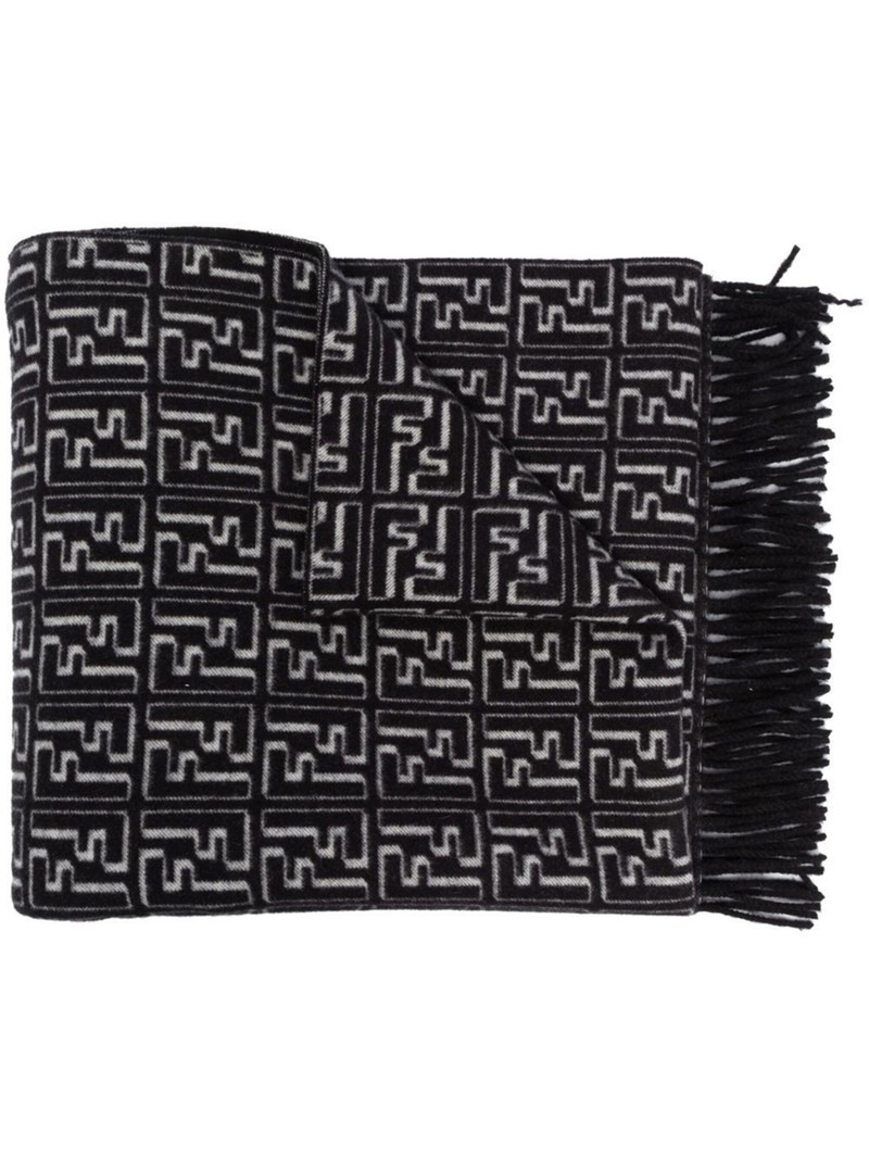 FF motif fringed scarf - 1