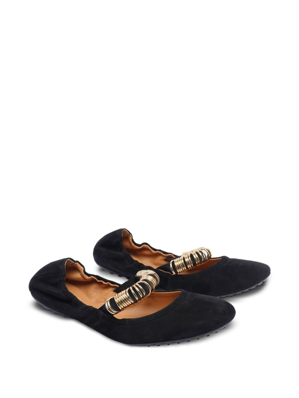 ring-detail suede ballet flats - 2