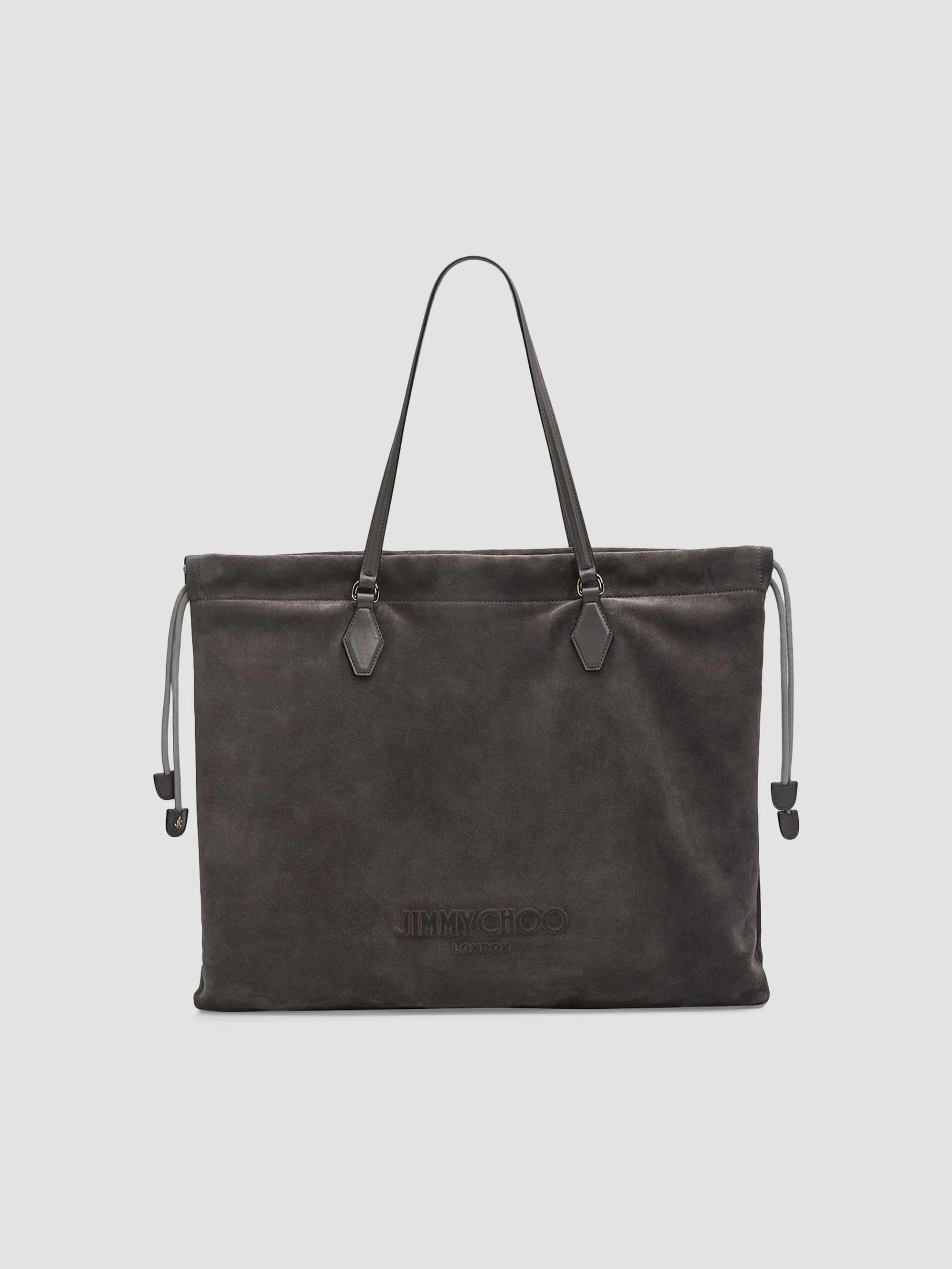 Women's Drawstring Large Suede Tote Bag - Storm Light Gold - 1