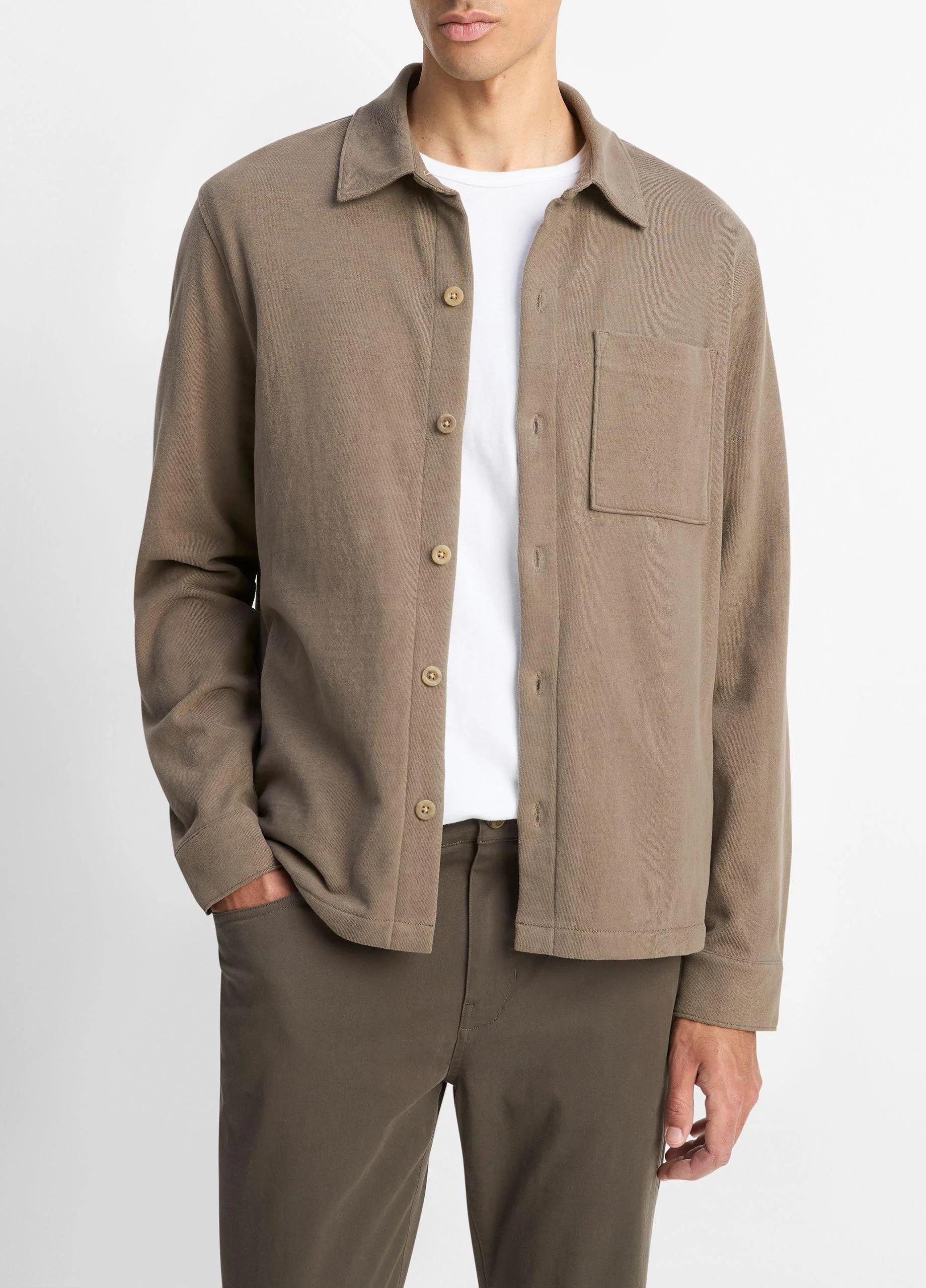 Heavy Sueded Cotton Shirt Jacket - 1