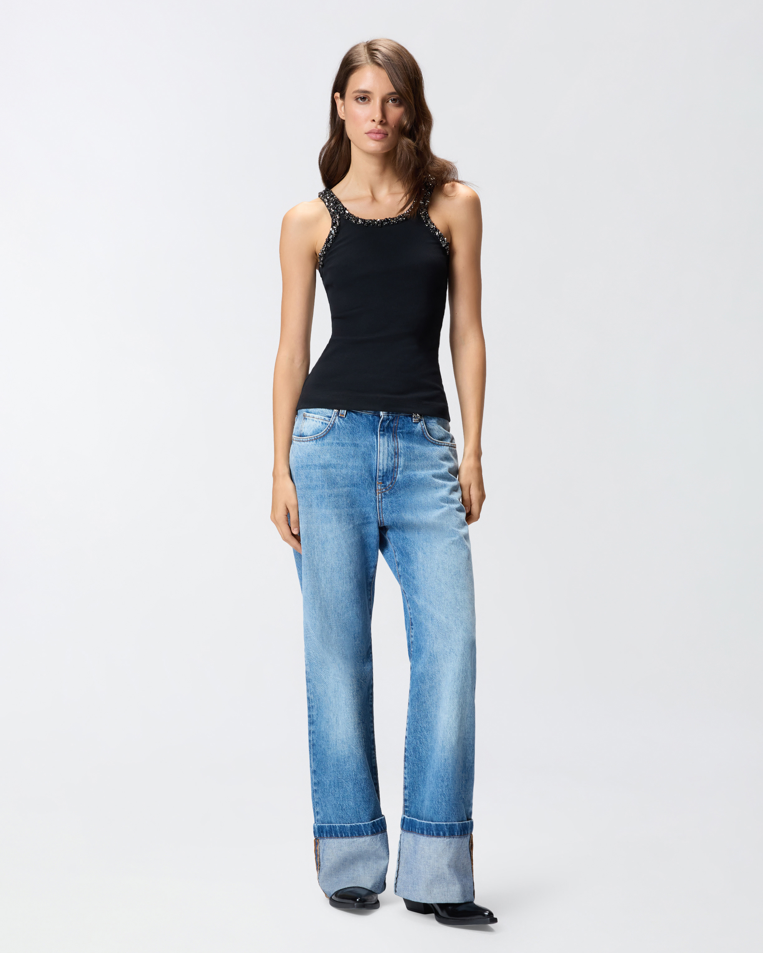 RIBBED TOP WITH BEJEWELLED EMBELLISHMENT - 3