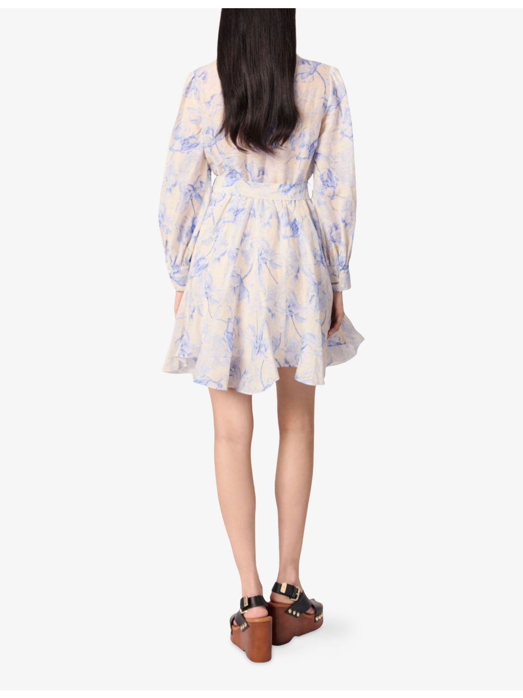 Floral-Print Tie-Waist Linen-Blend Mini Dress - 4