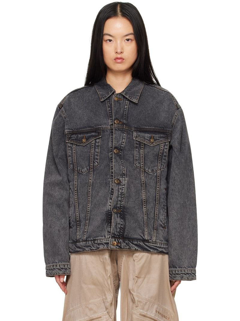 로고 잡아당기기 denim 재킷 1