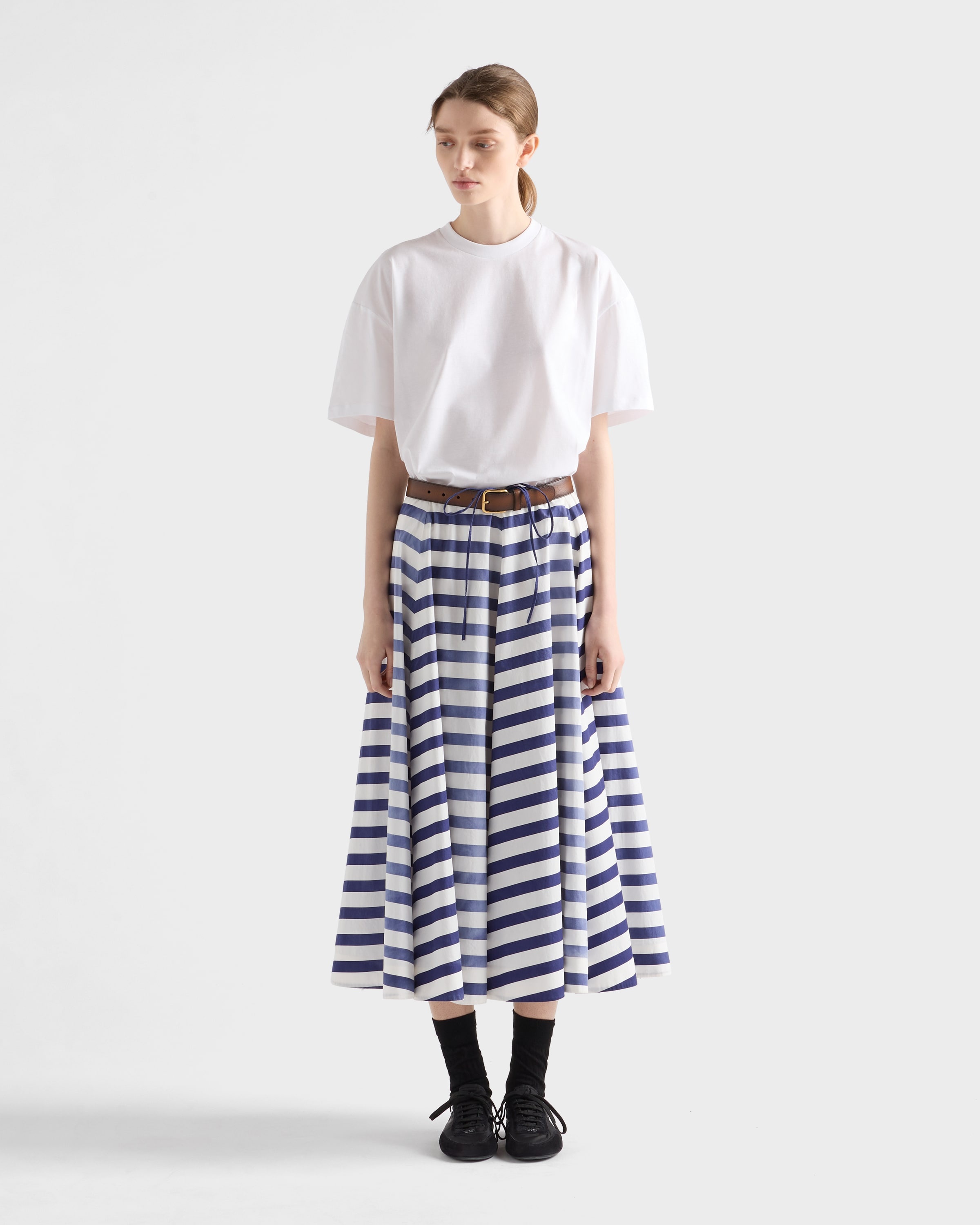Striped old poplin full skirt - 2