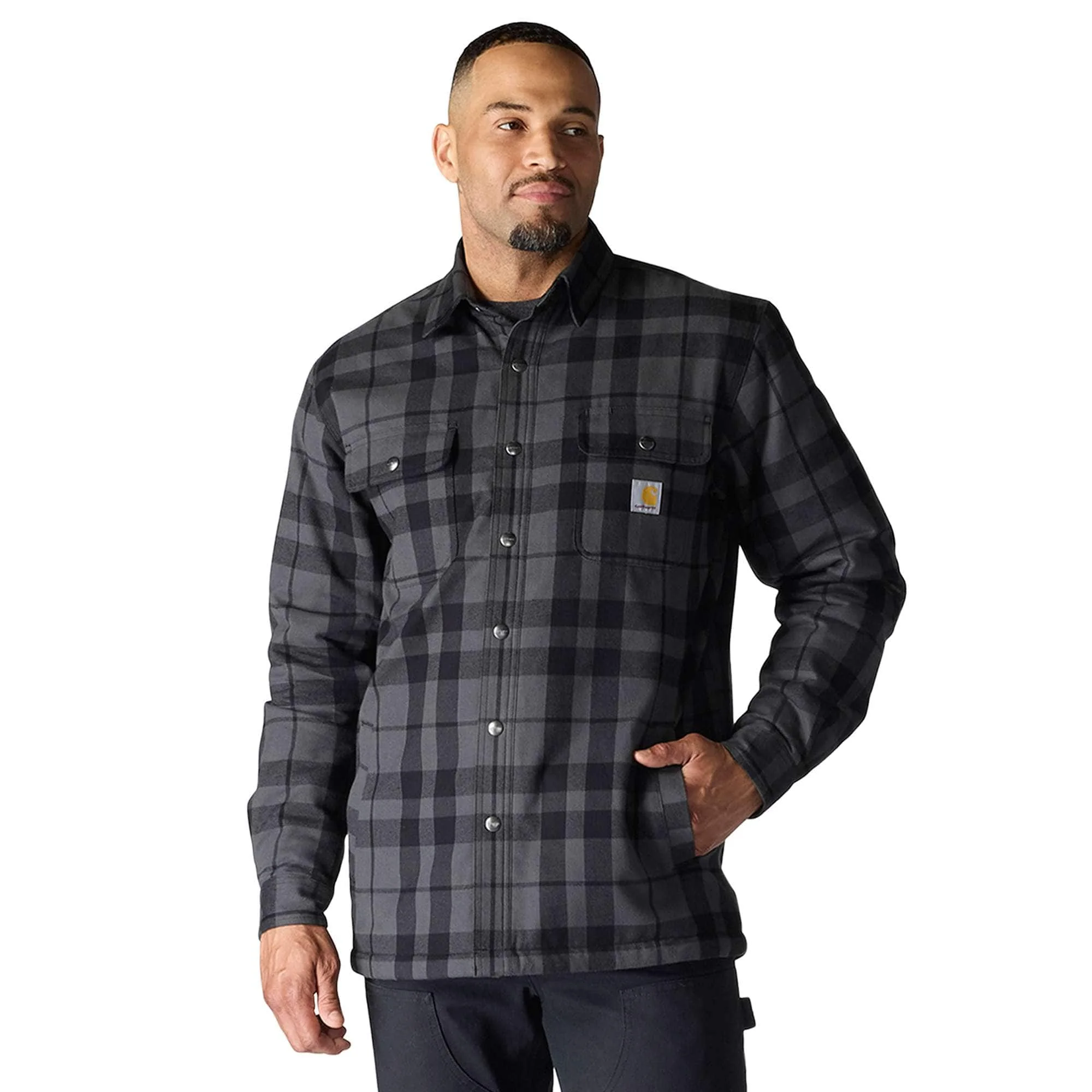 Relaxed Fit Flannel Sherpa-Lined Shirt Jac - 1