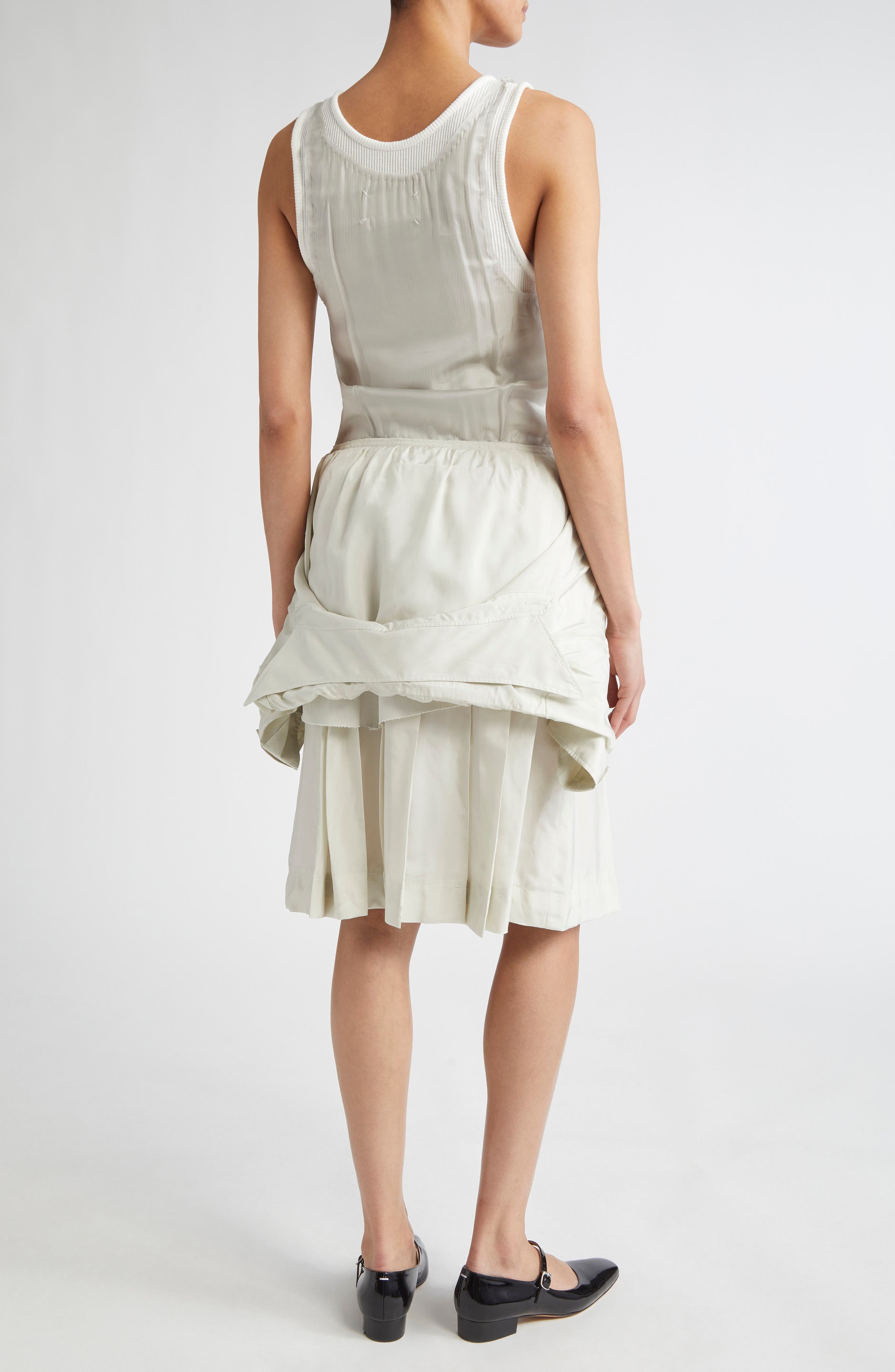 Maison Margiela Deconstructed Mixed Media Midi Dress in Healing Aloe And Pearl at Nordstrom - 2