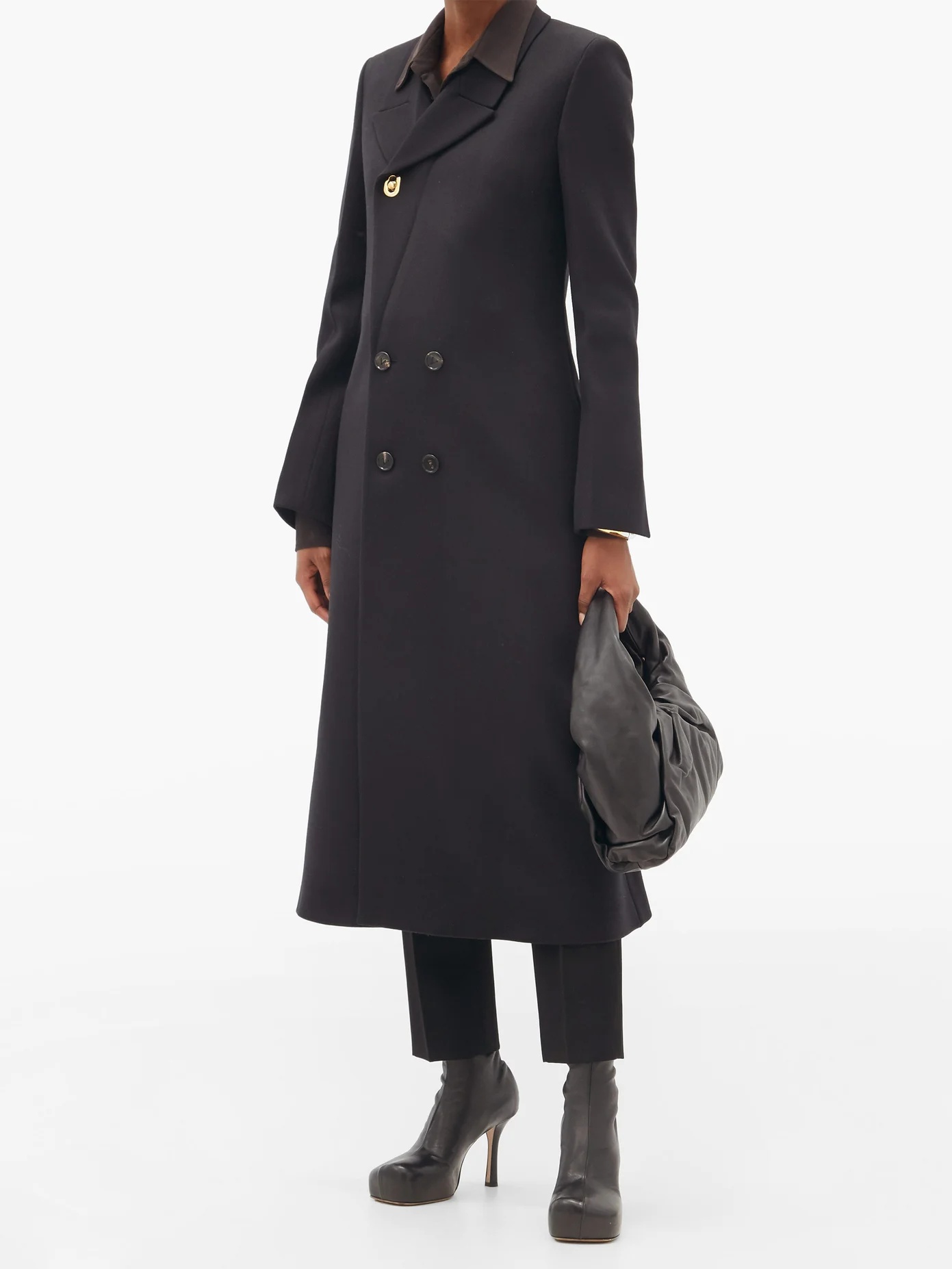 Double-breasted wool-blend twill coat - 2