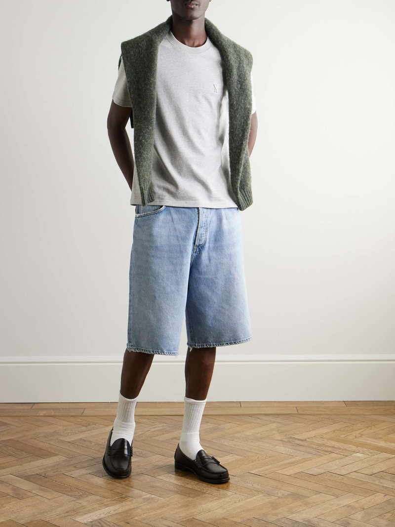 AMI Paris Logo-Embossed Cotton-Jersey T-Shirt outlook