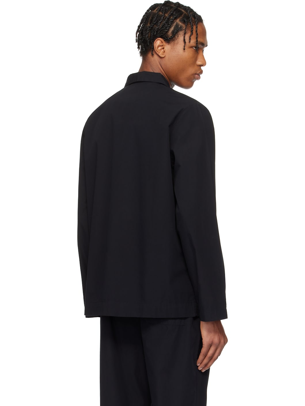 Black Poplin Long-Sleeved Pyjama Shirt - 3