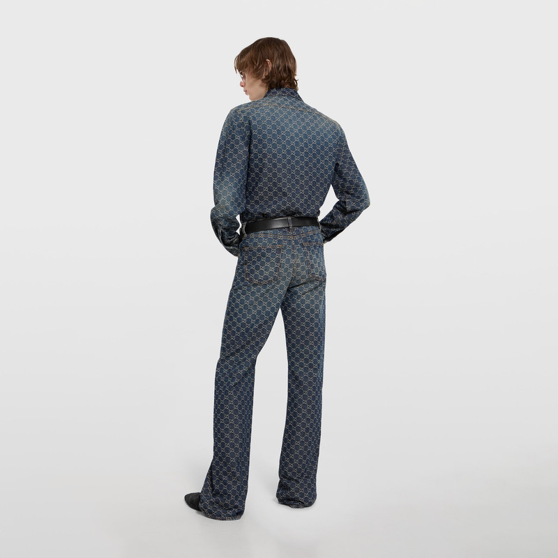 GG cotton denim jacquard pants 4