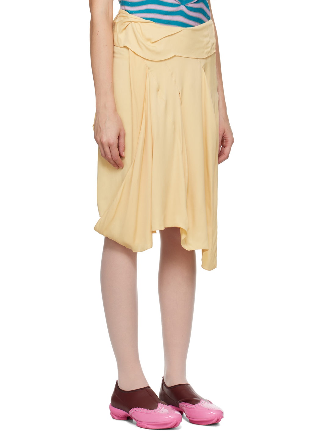 Yellow Kukri Draped Midi Skirt - 2
