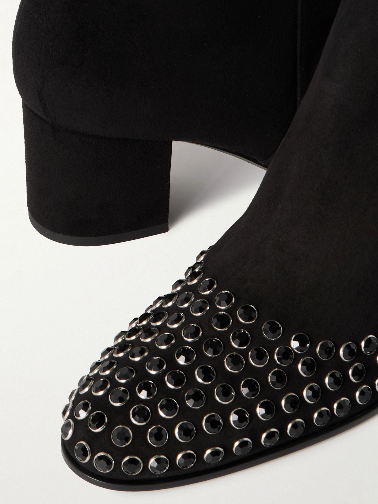 Crystal-embellished suede ankle boots Black - 4