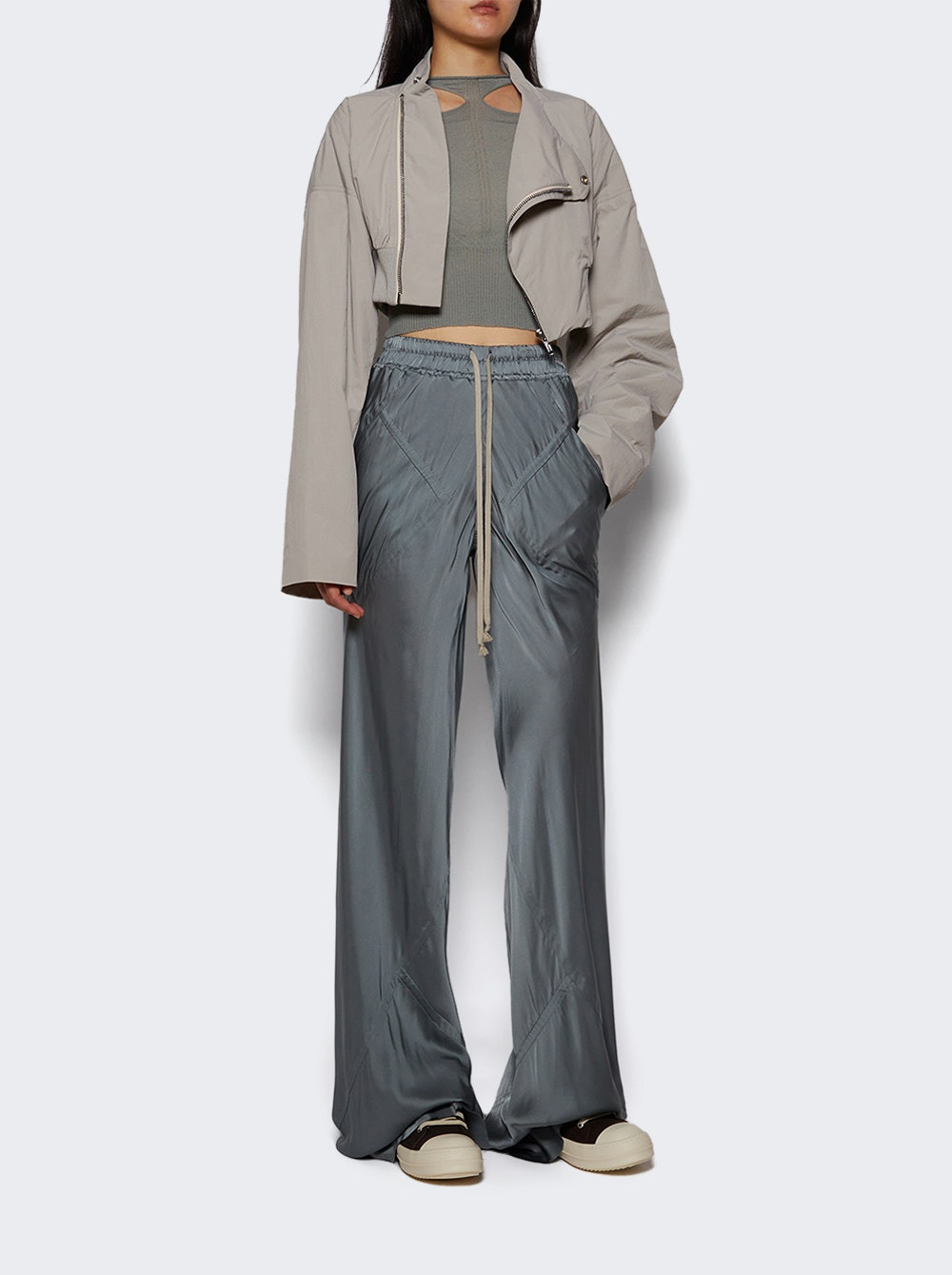Hollywood Cropped Flight Bomber Jacket Pearl - 5