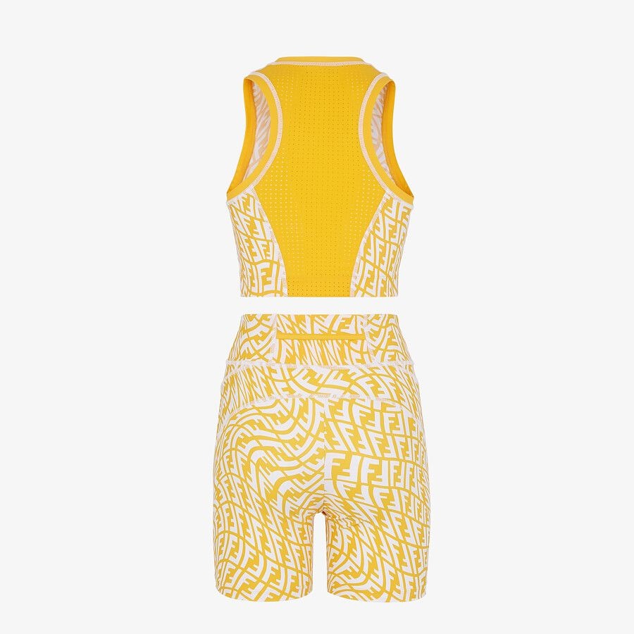 Yellow Lycra® fitness set - 2