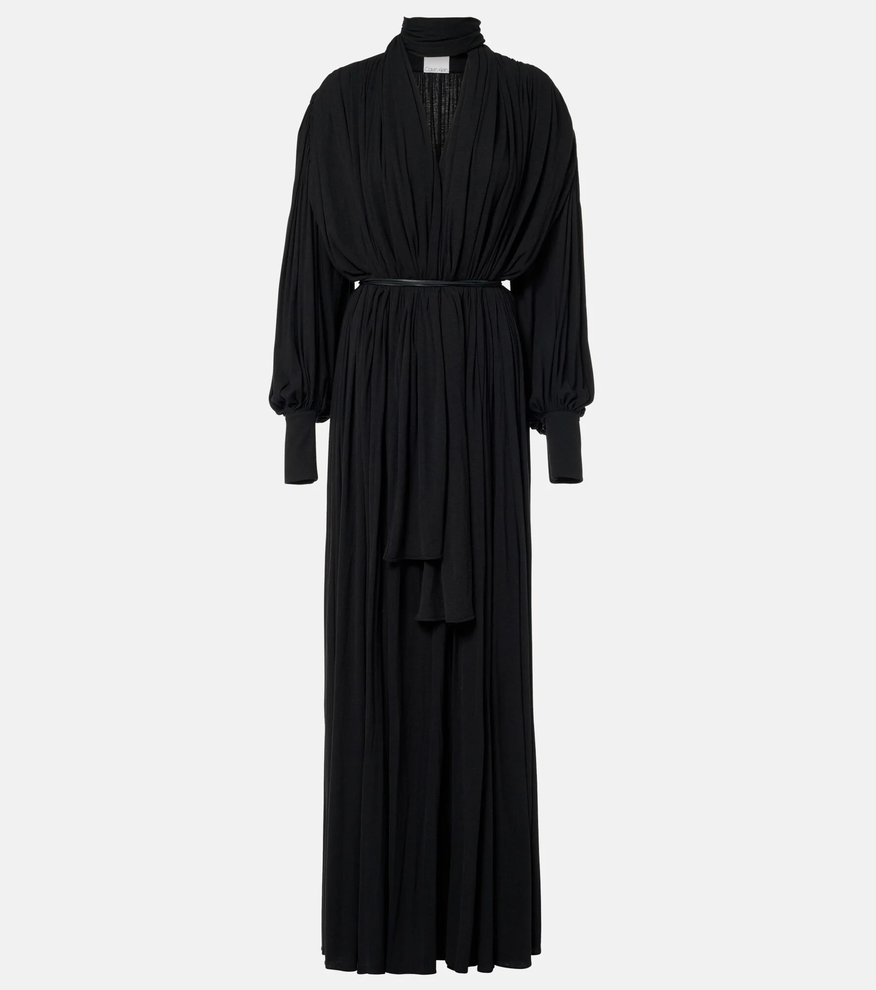 Yasmine scarf-detail cotton-blend maxi gown - 1