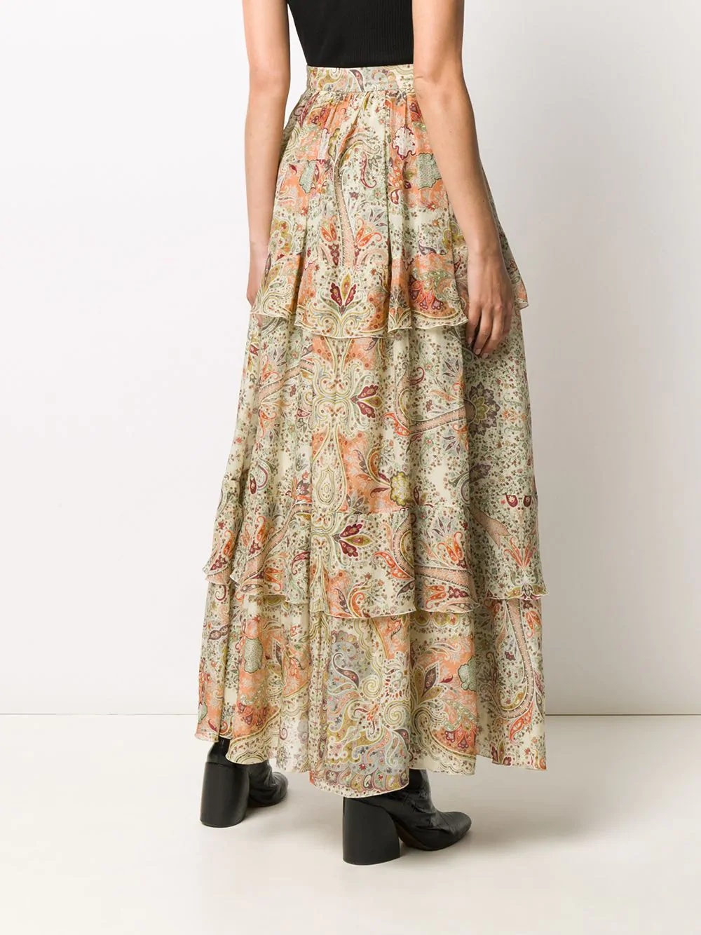 layered paisley-print maxi skirt - 4