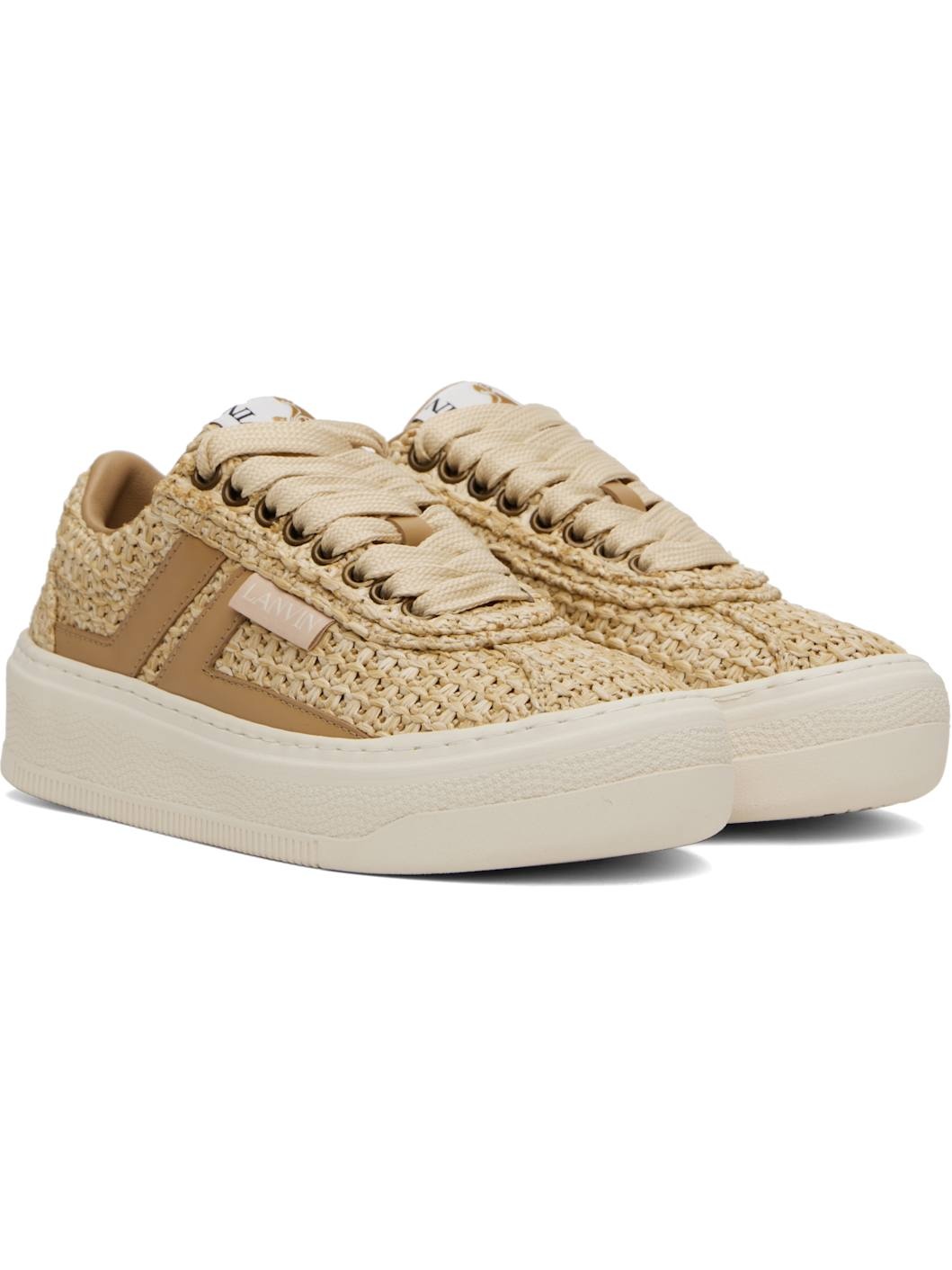 Natural 'Lanvin' Cash Raffia Sneakers - 4