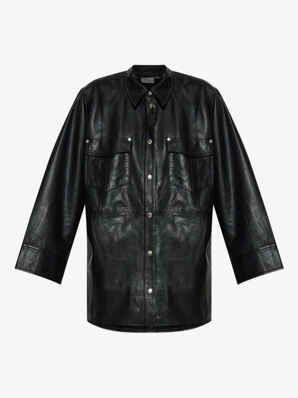 long-sleeved leather shirt - 1