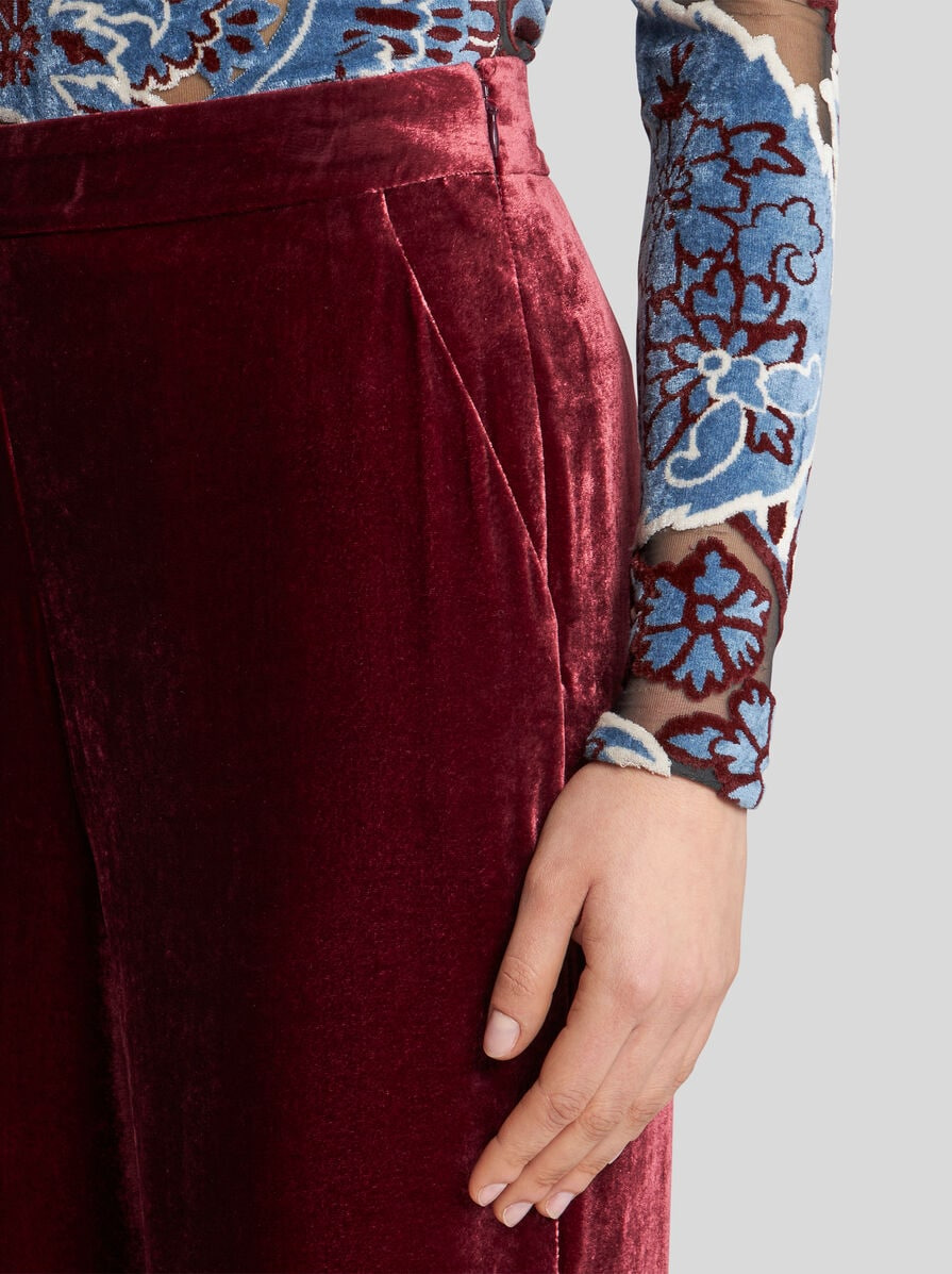 VELVET PALAZZO TROUSERS - 4
