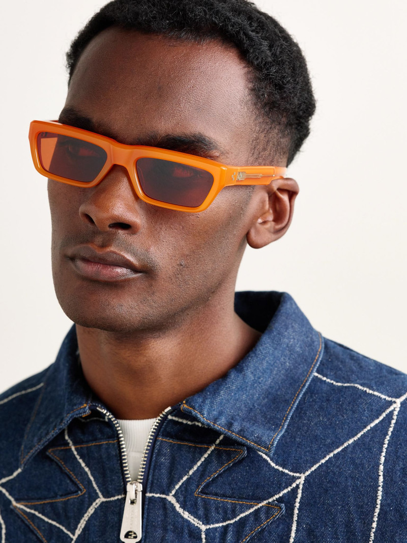JACQUES MARIE MAGE Rush Rectangular-Frame Acetate Sunglasses Orange outlook