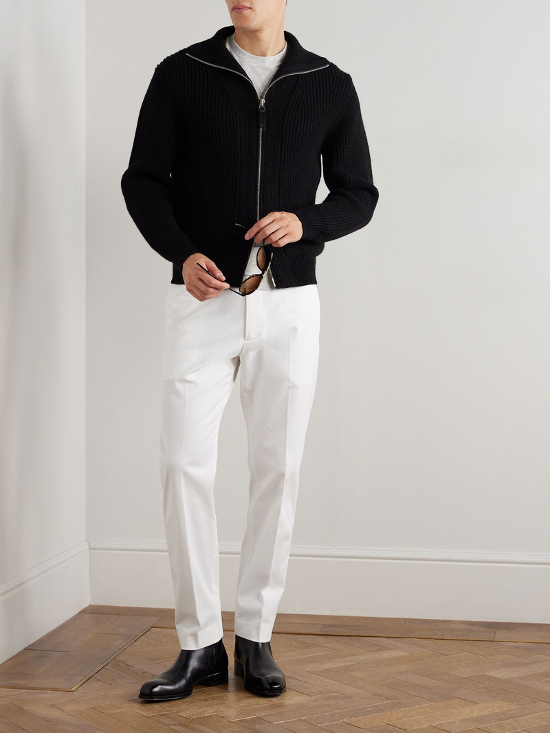 TOM FORD Tapered Cotton-Blend Twill Chinos White outlook
