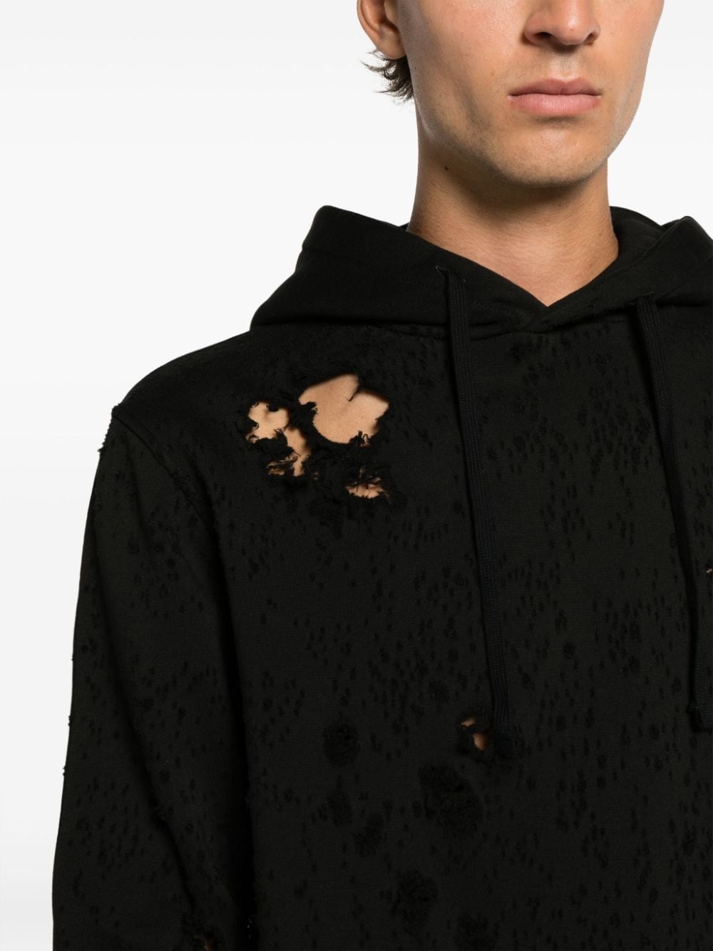 distressed-effect cotton hoodie - 5