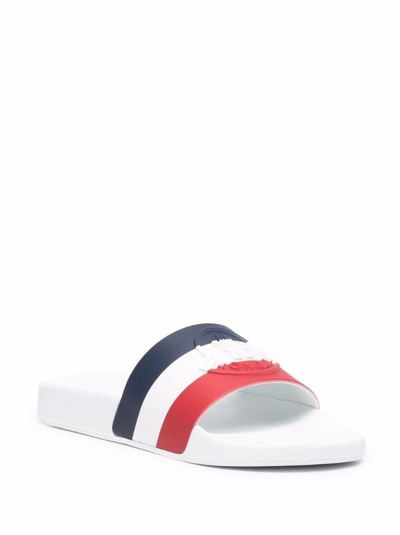 striped embossed-logo slides - 2