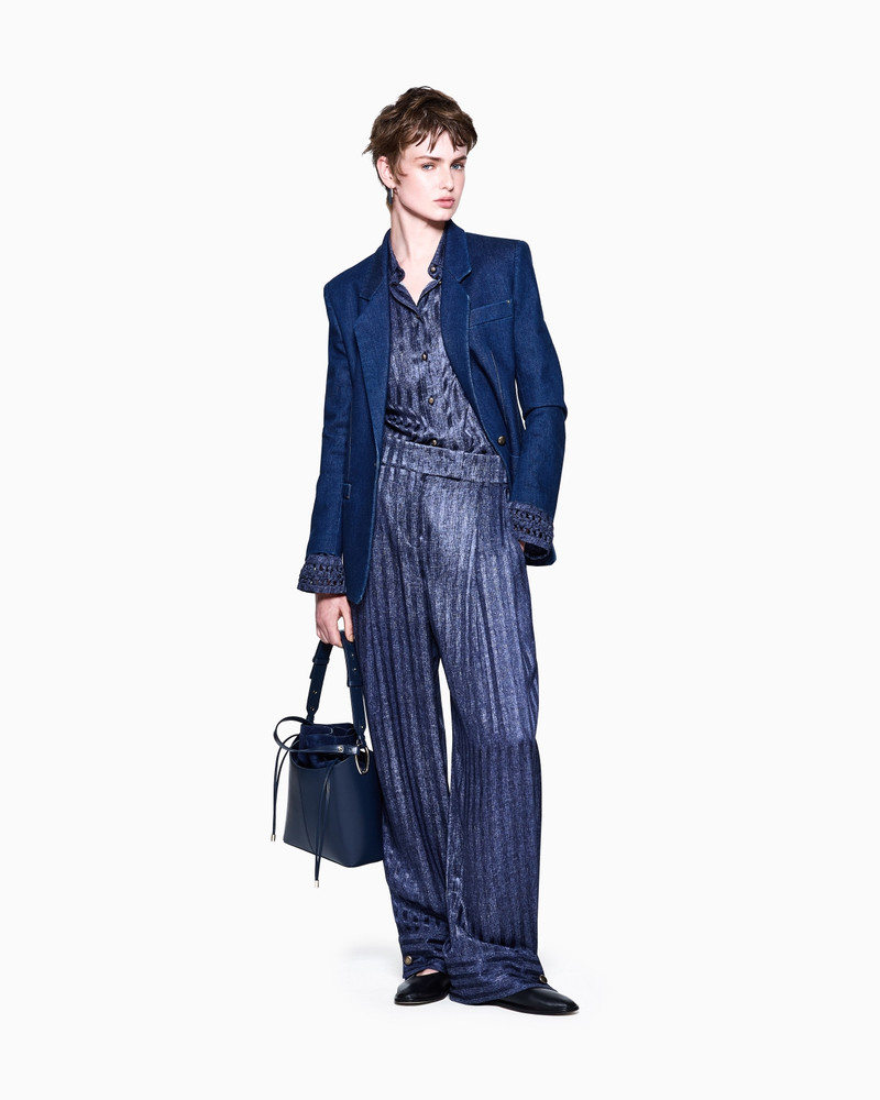 DENIM-PRINT SILK TROUSERS WITH PLEATS DENIM COLLECTION 2