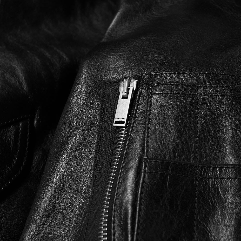 Saint Laurent Leather Shearling Bomber Jacket - 4