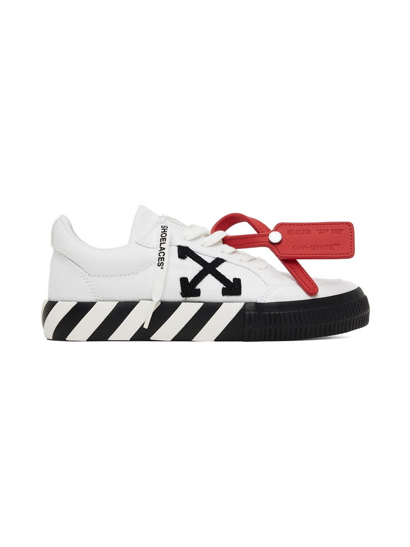 White & Black Vulcanized Low Sneakers 1