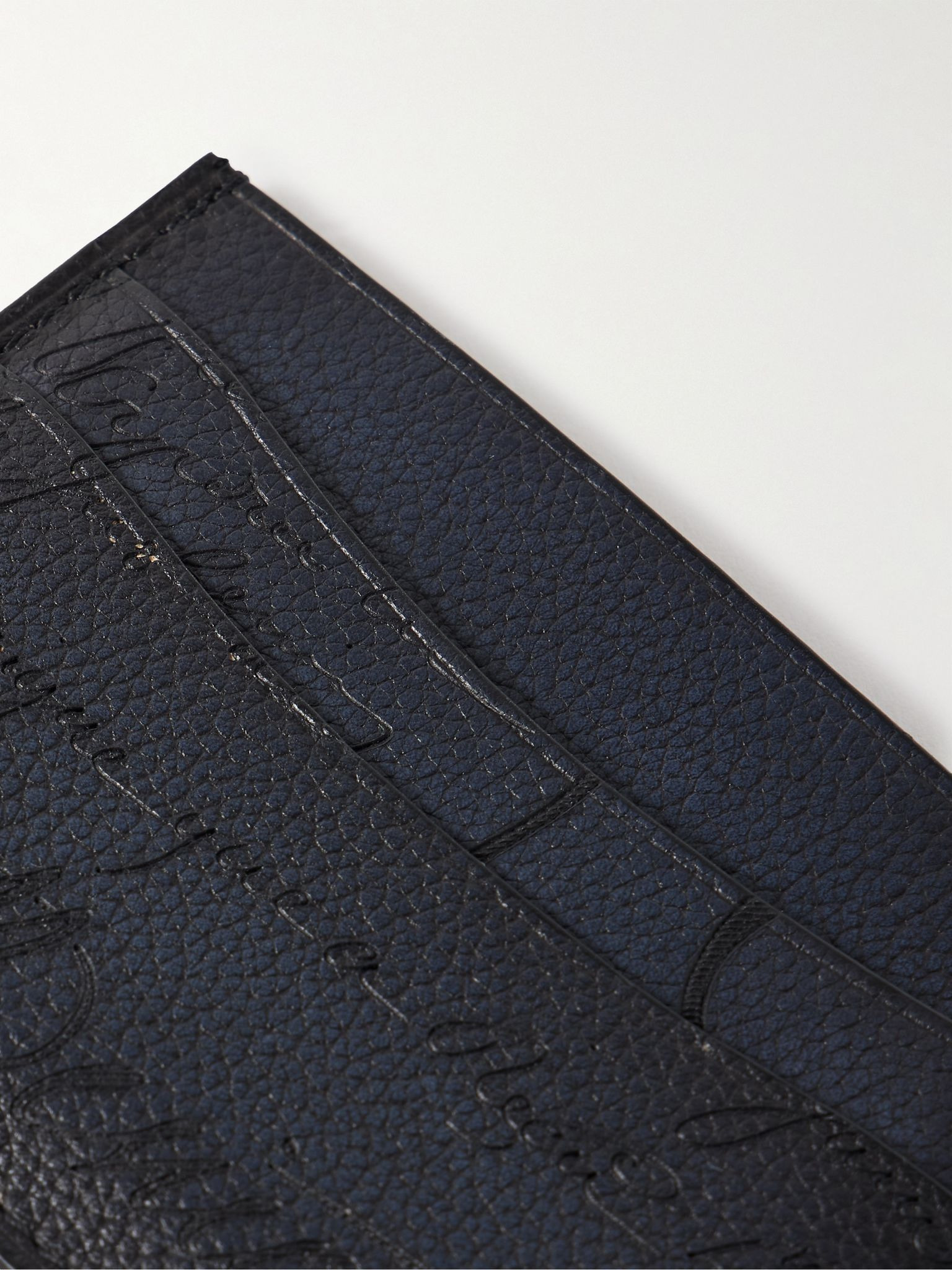 Bambou Scritto Venezia Softy Full-Grain Leather Cardholder Navy - 3