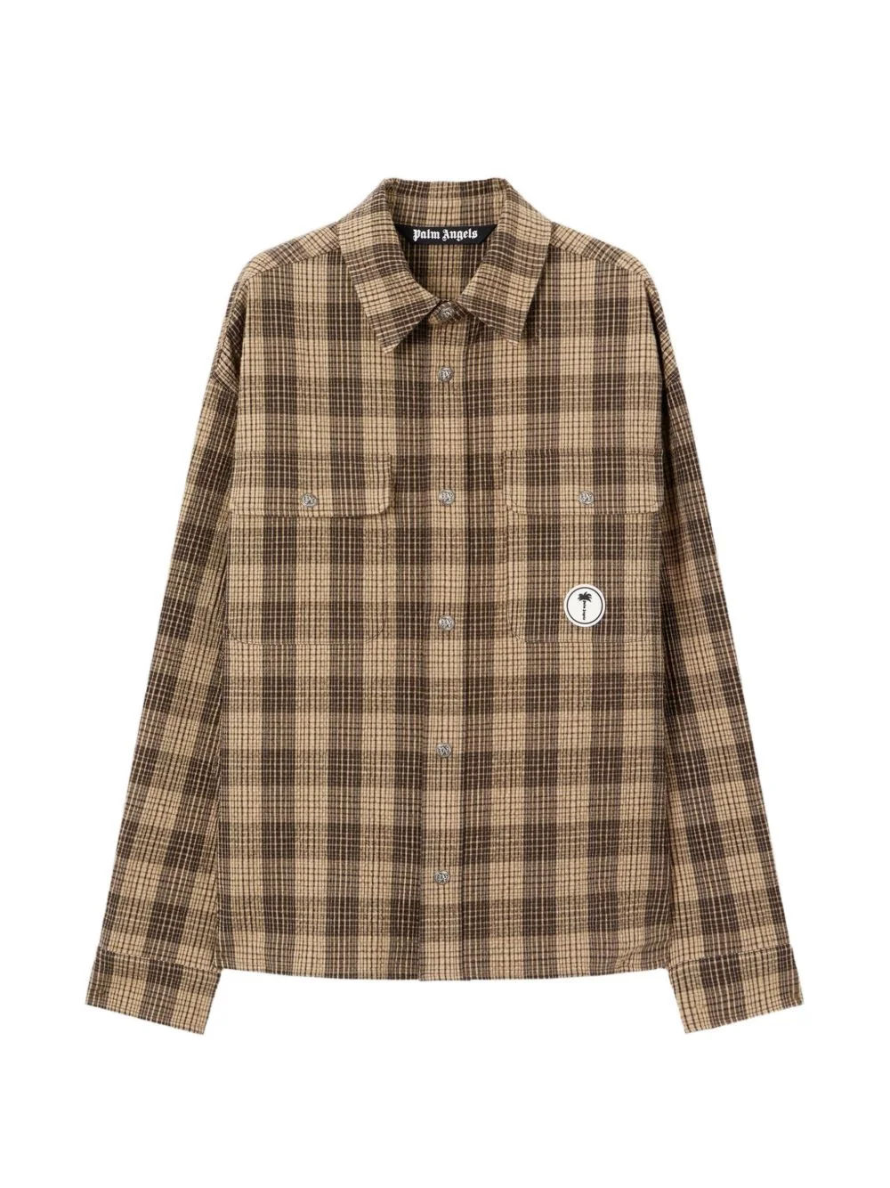 logo-patch checked-pattern shirt - 1