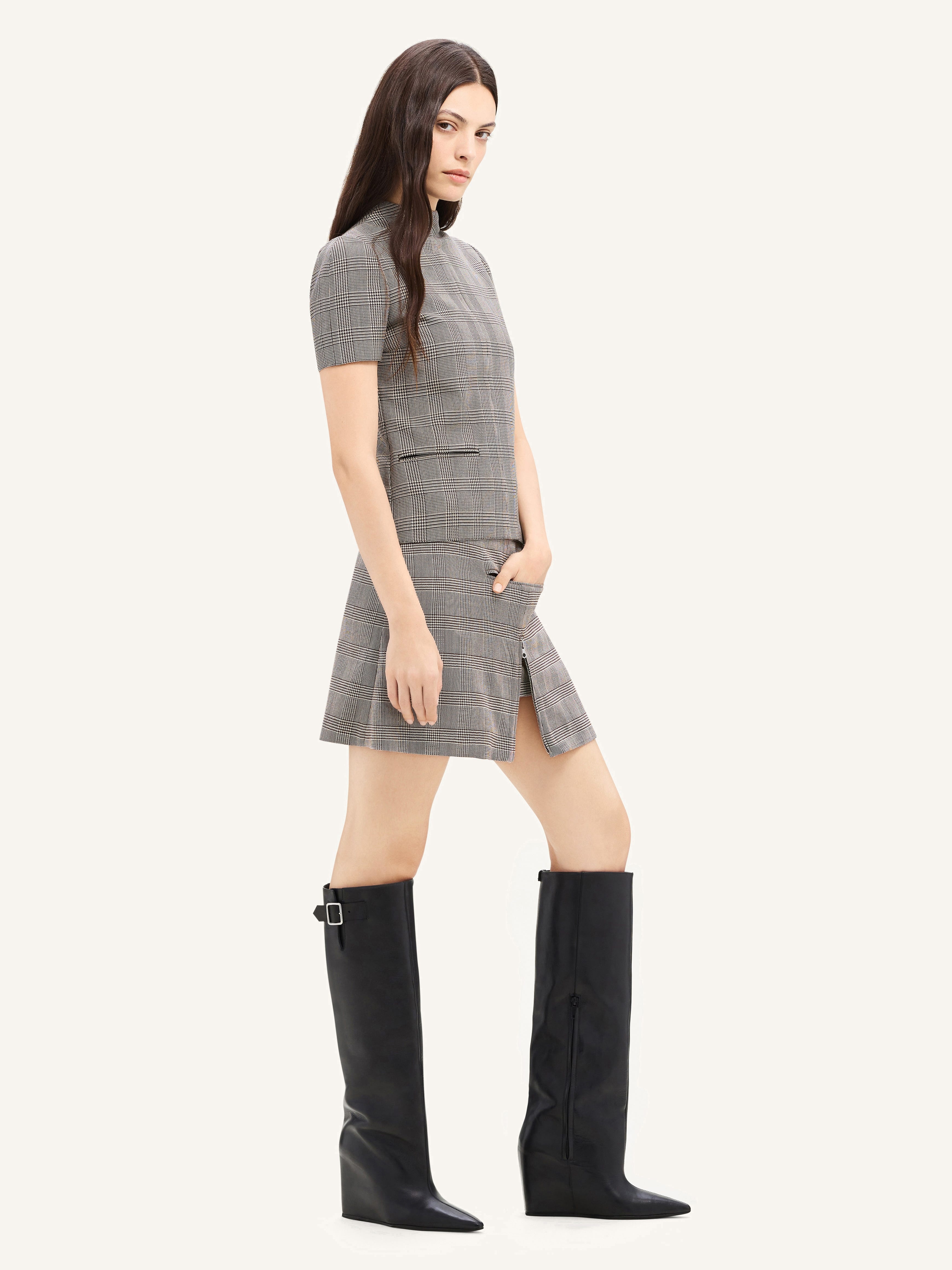 TAILORED PRINCE OF WALES MINI SKIRT - 3