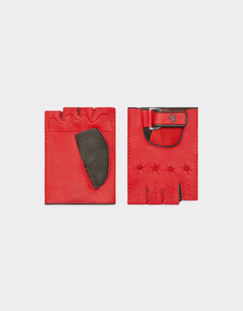 Leather driving gloves with Prancing Horse detail 1