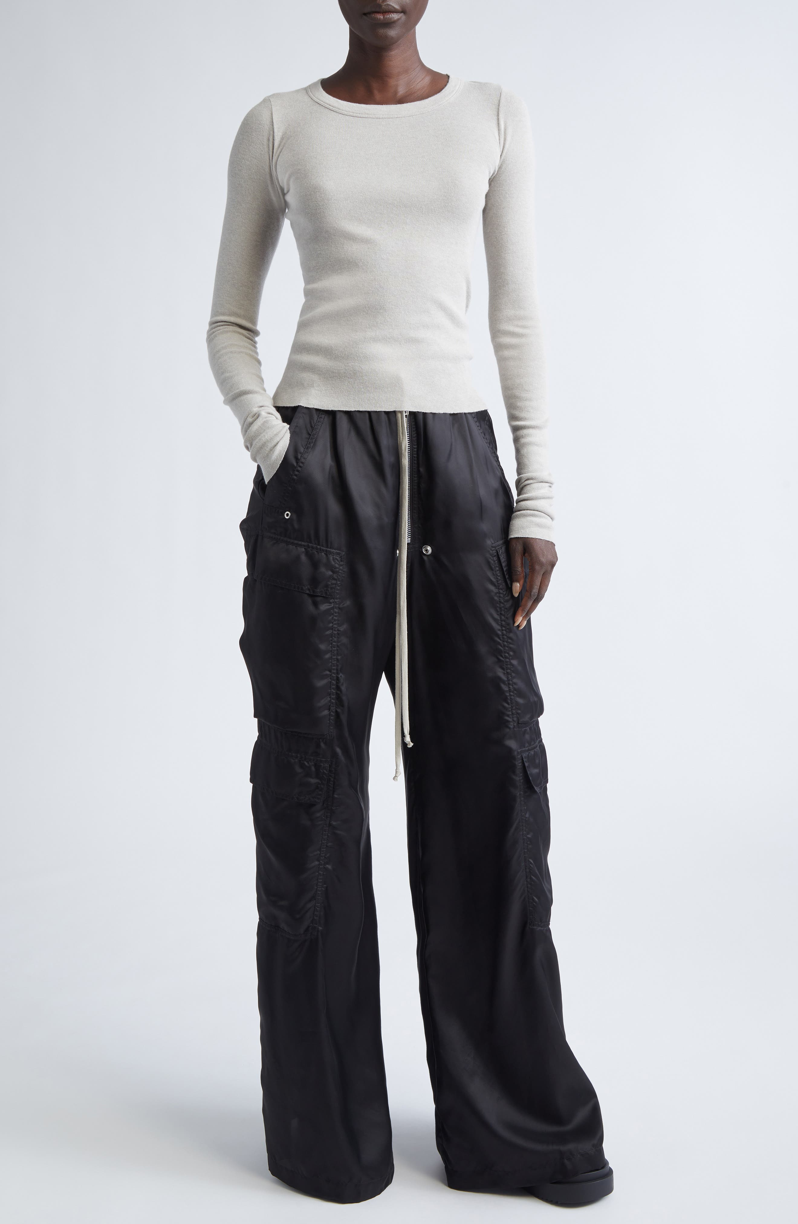 Rick Owens Cargobelas Satin Cargo Pants in Black at Nordstrom - 2