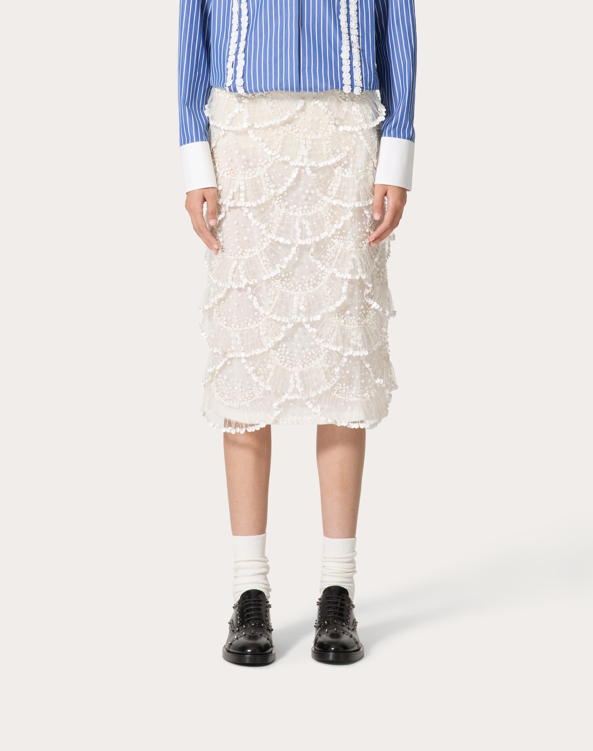 TULLE ILLUSIONE EMBROIDERED SKIRT - 3