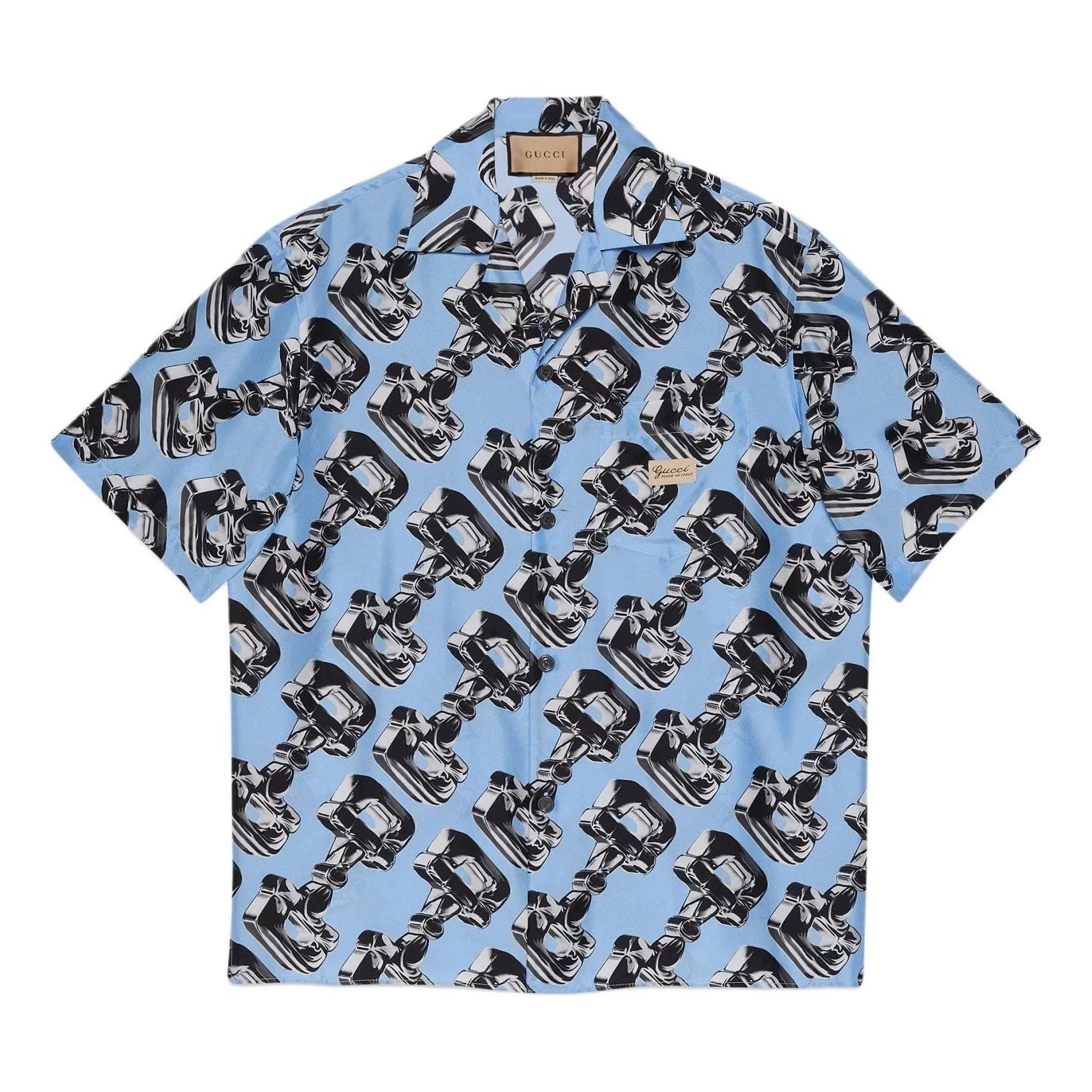 Gucci 3D Glass Horsebit Print Shirt 'Light Blue Grey' 773188-ZAQDW-4834 - 1